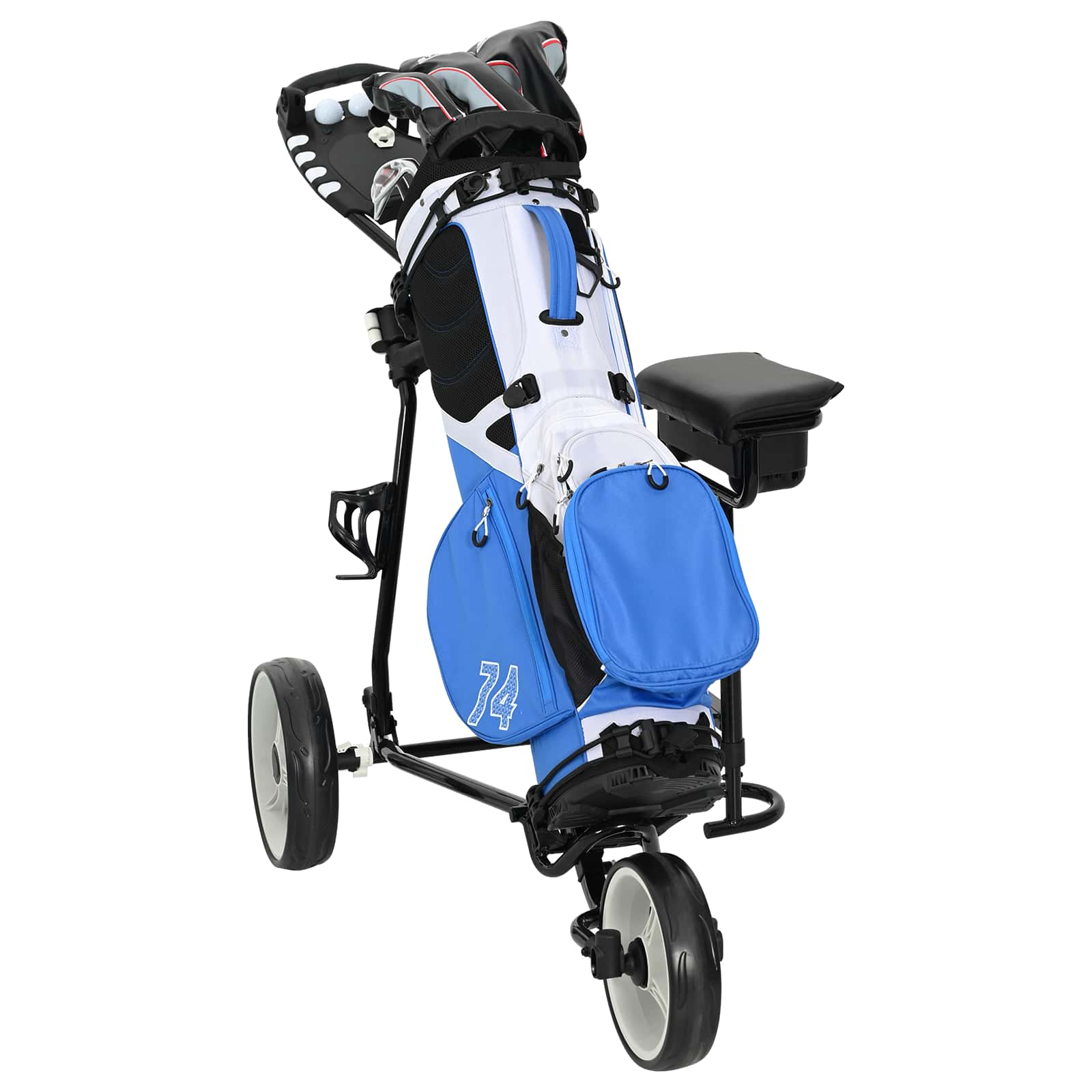 Golf kocsi üléssel fekete és fehér 100 x 60 x 130 cm vas