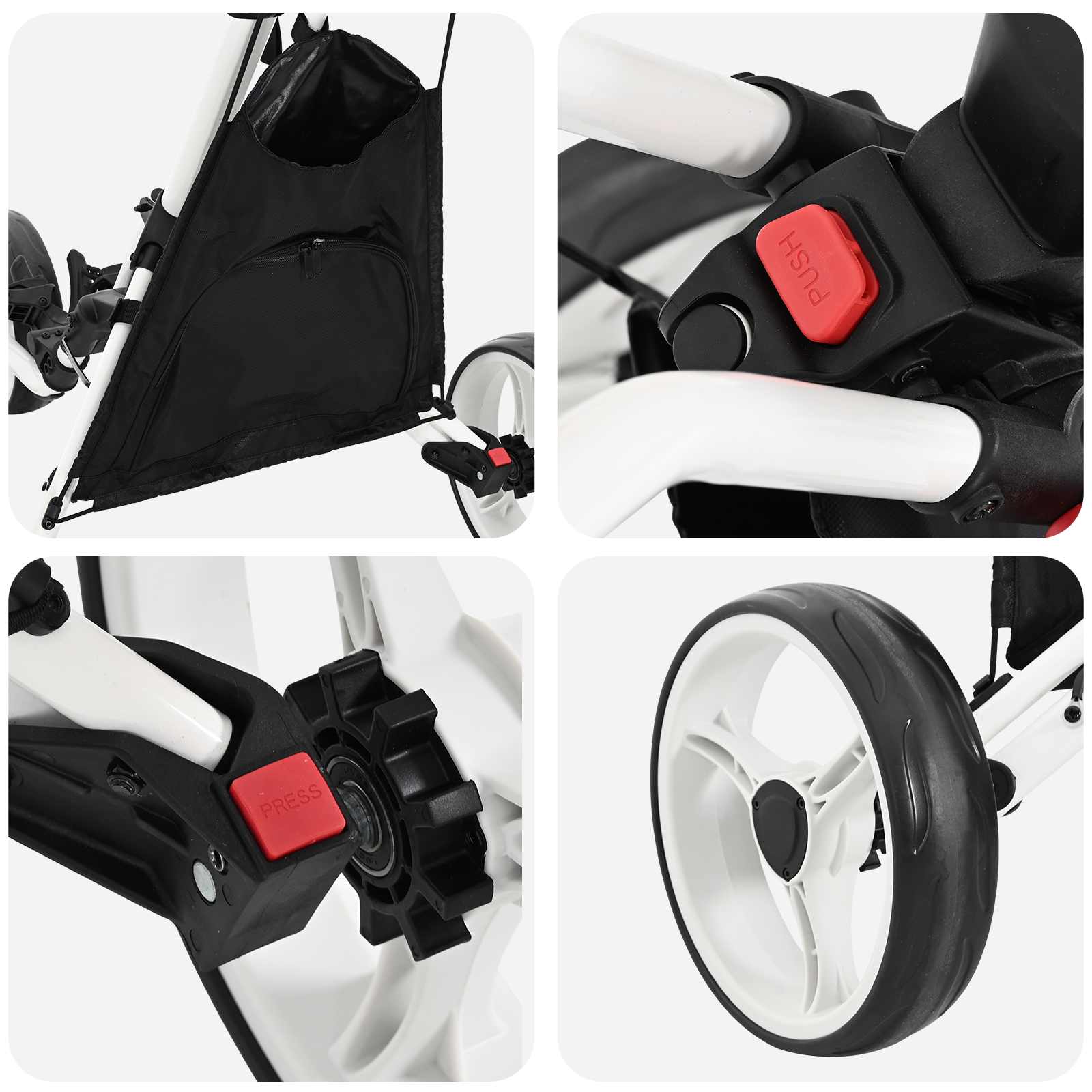 Golf kocsi fekete és fehér 100 x 69 x 114 cm alumínium