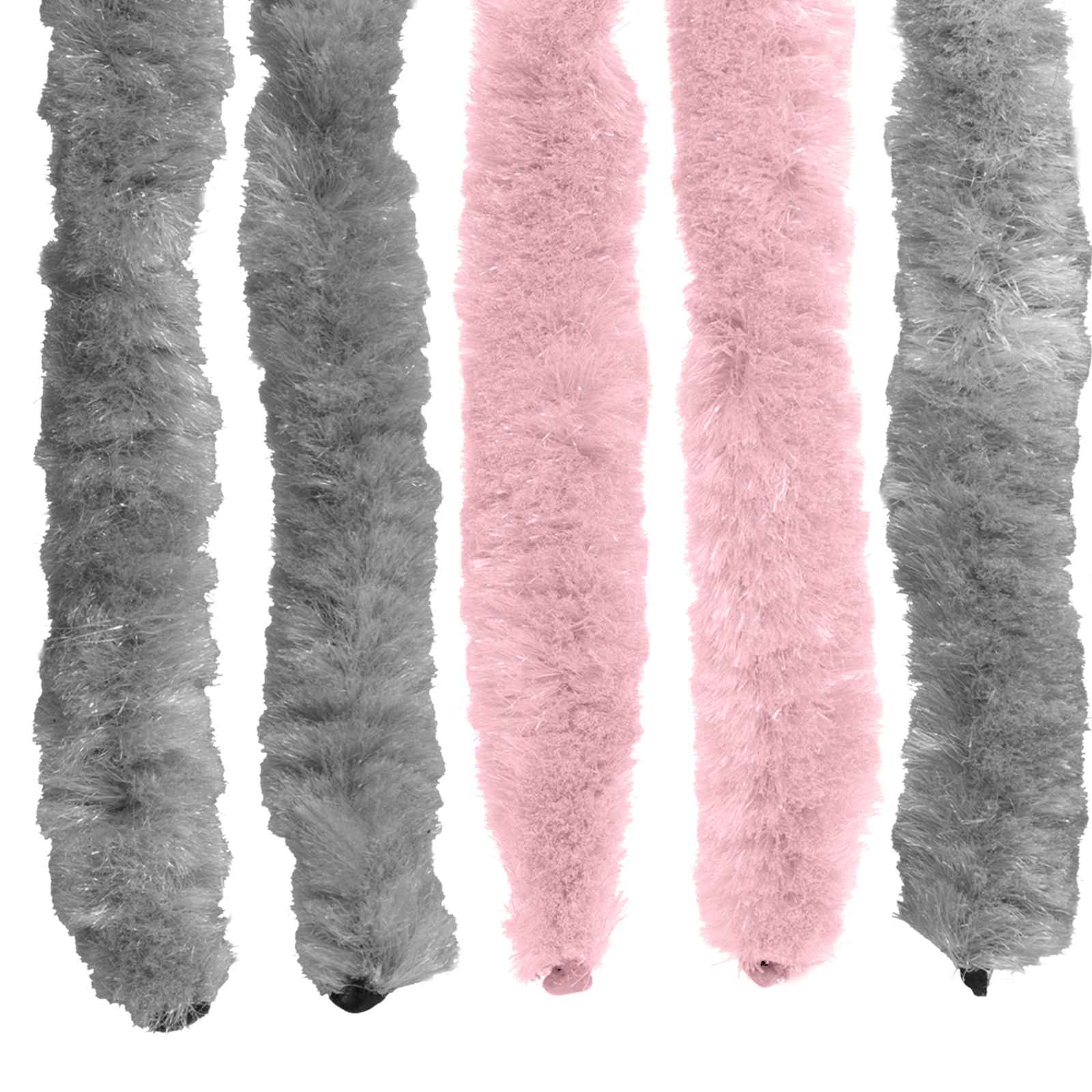 Rovar függöny chenille ezüstszürke és rózsaszín 56 x 185 cm