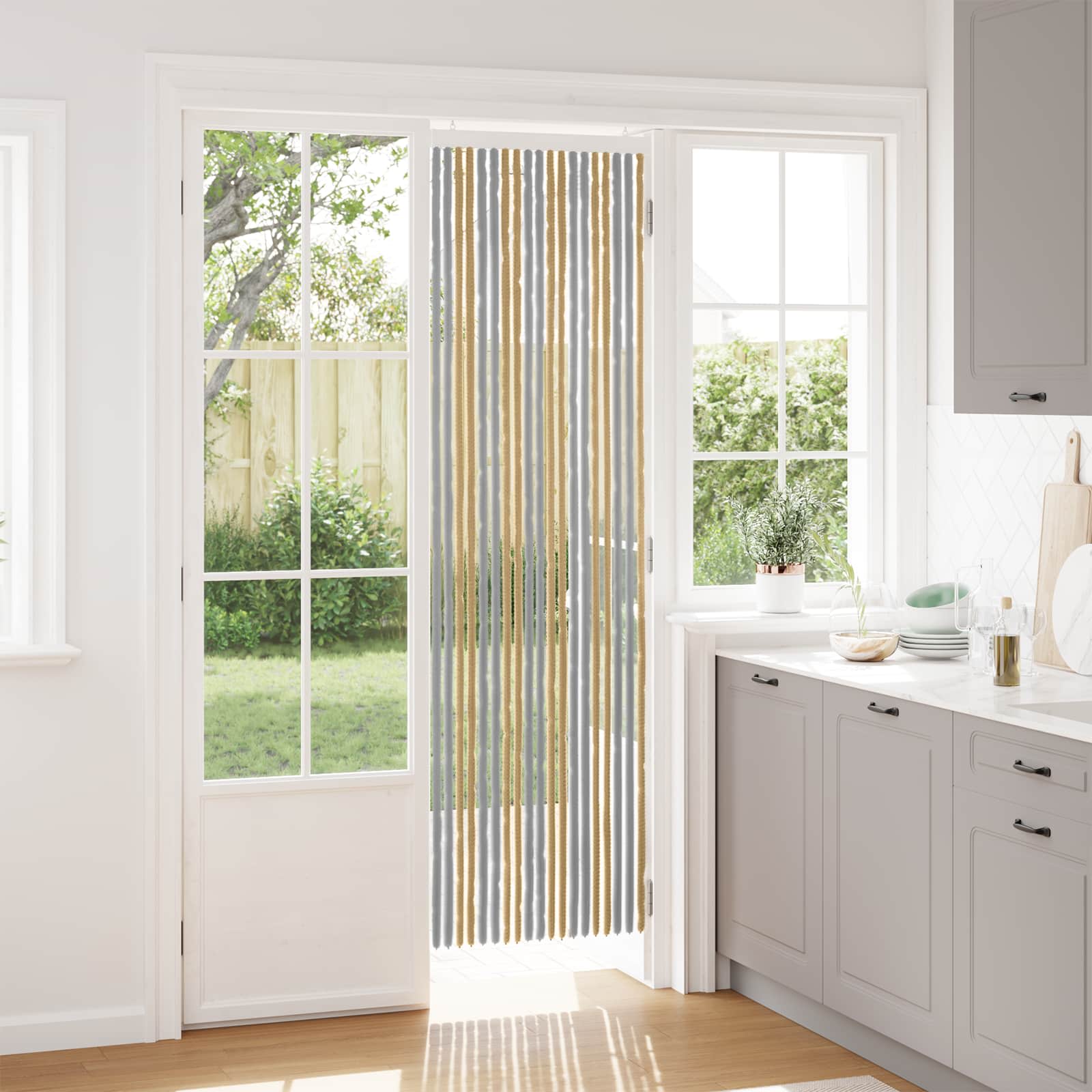 Rovar függöny chenille szürke és bézs 56 x 200 cm 100% pp