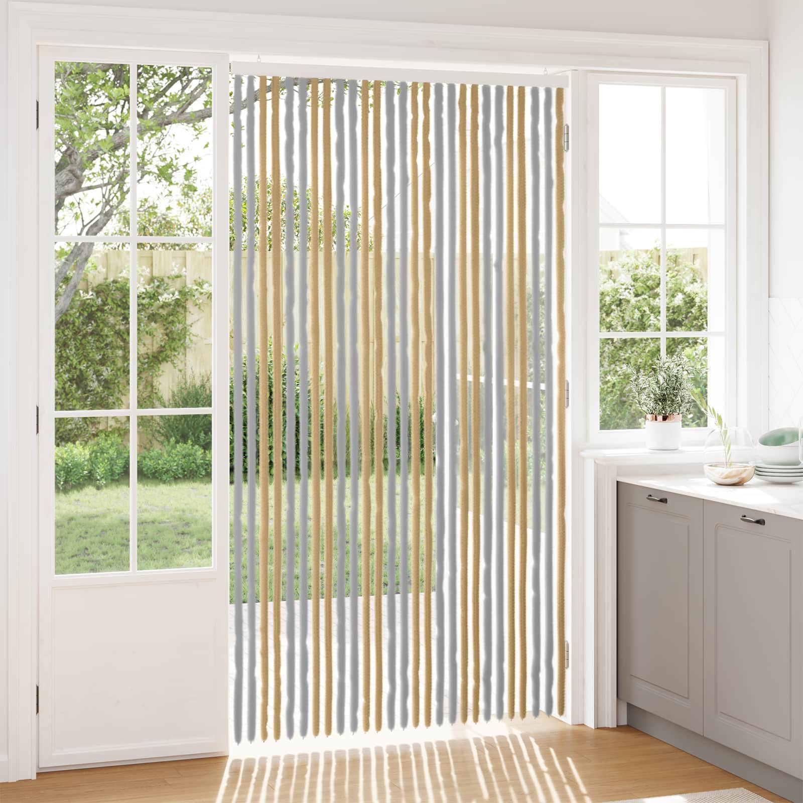 Rovar függöny chenille szürke és bézs 118 x 220 cm 100% pp