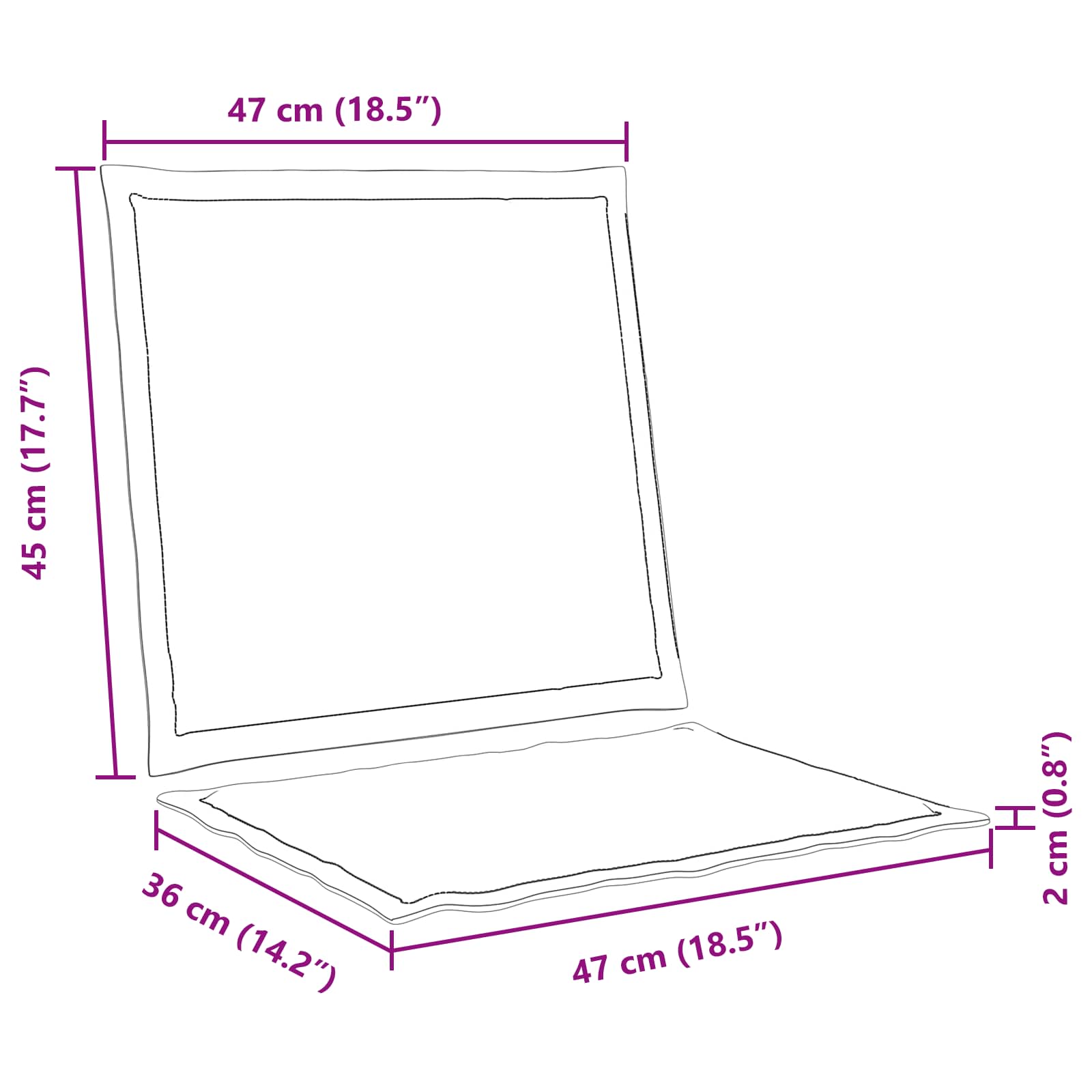Ülés és háttámla párnák 2 pcs világosszürke 47 x 45 x 2 cm