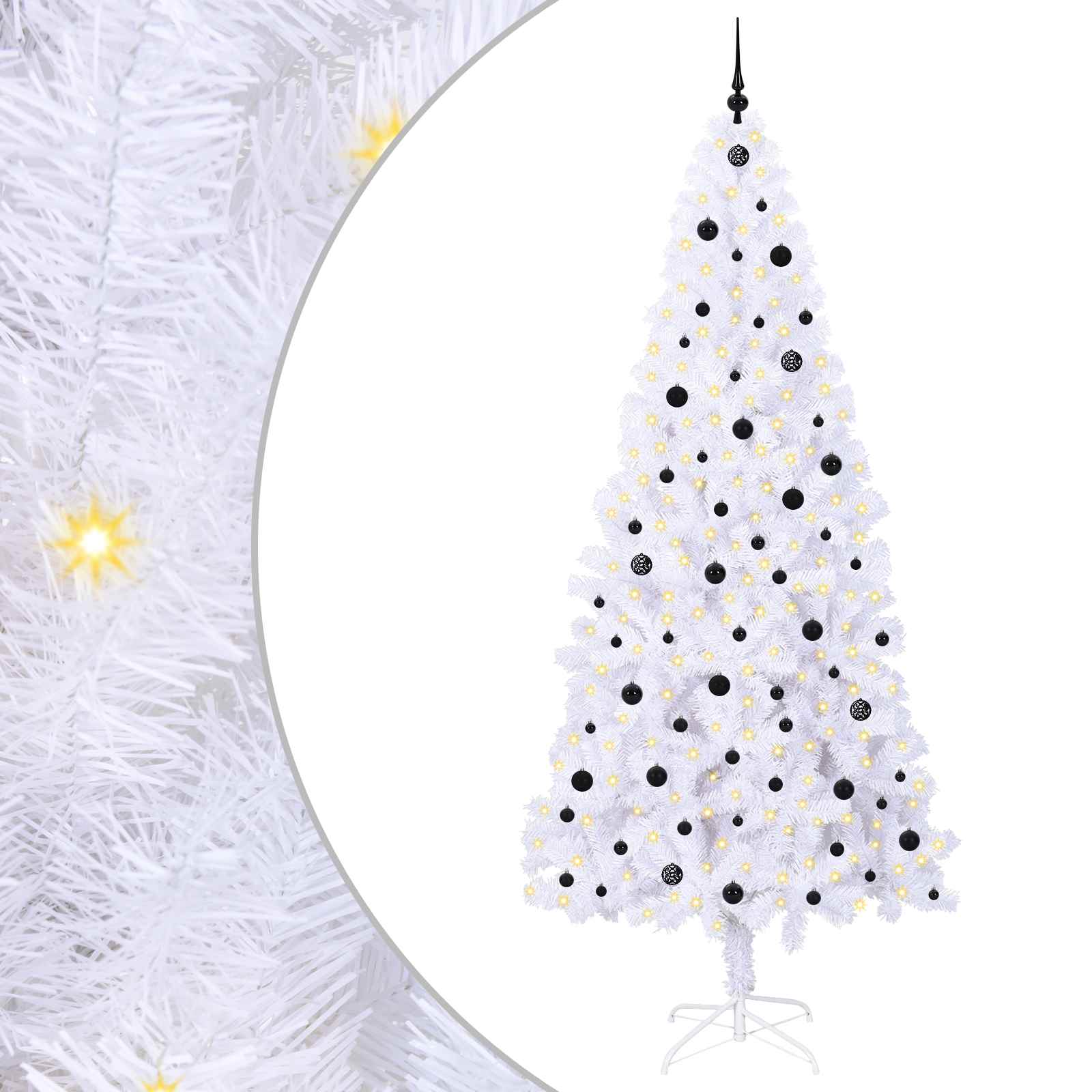 Mű karácsonyfa 300 led-del állvánnyal fehér 240 cm pvc és acél