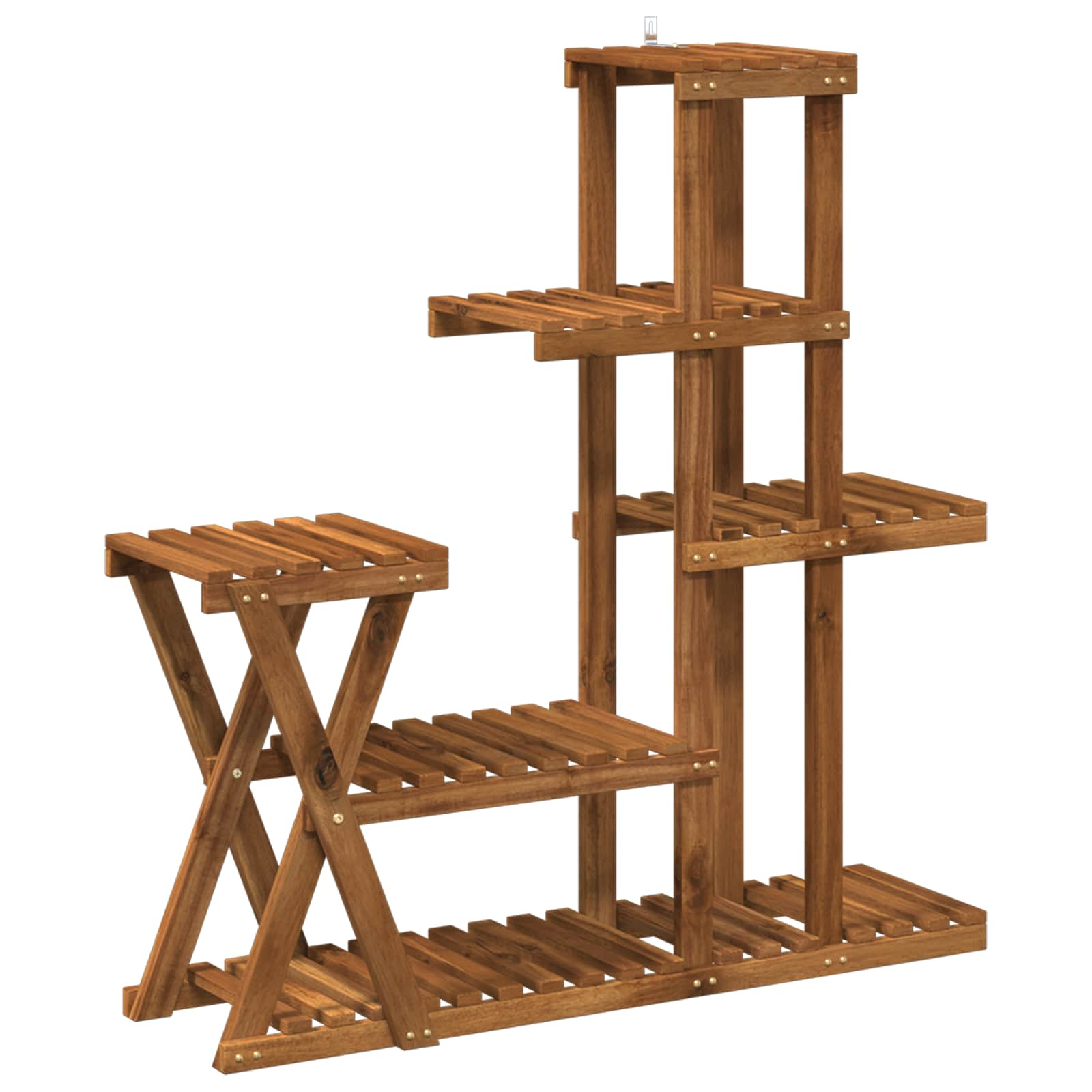 Növényállvány természetes 95 x 25 x 101,5 cm tömör akácfa