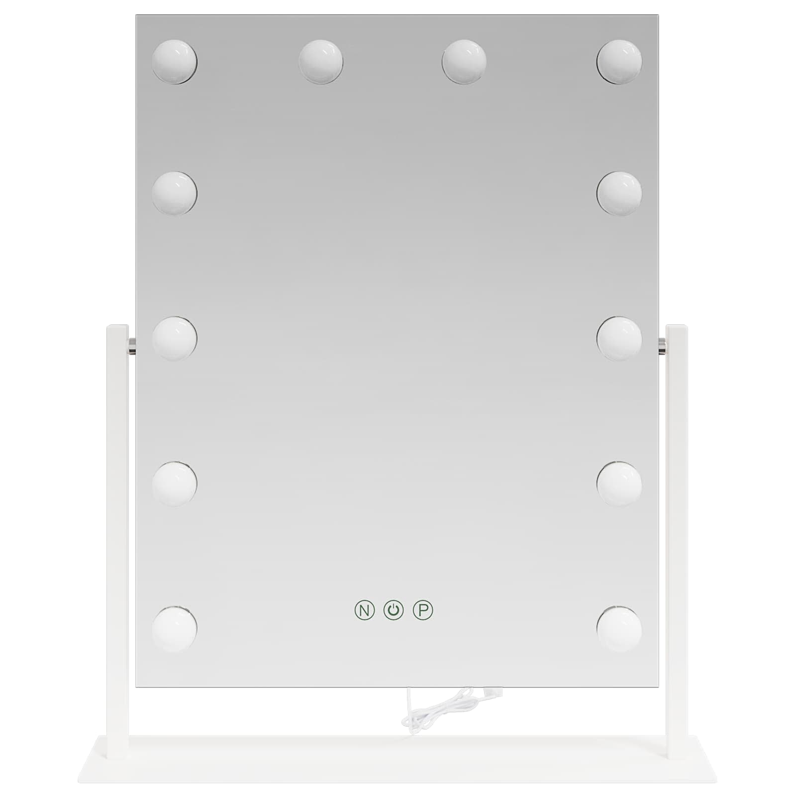 Led smink tükör fehér 44 x 10 x 53 cm üveg és acél