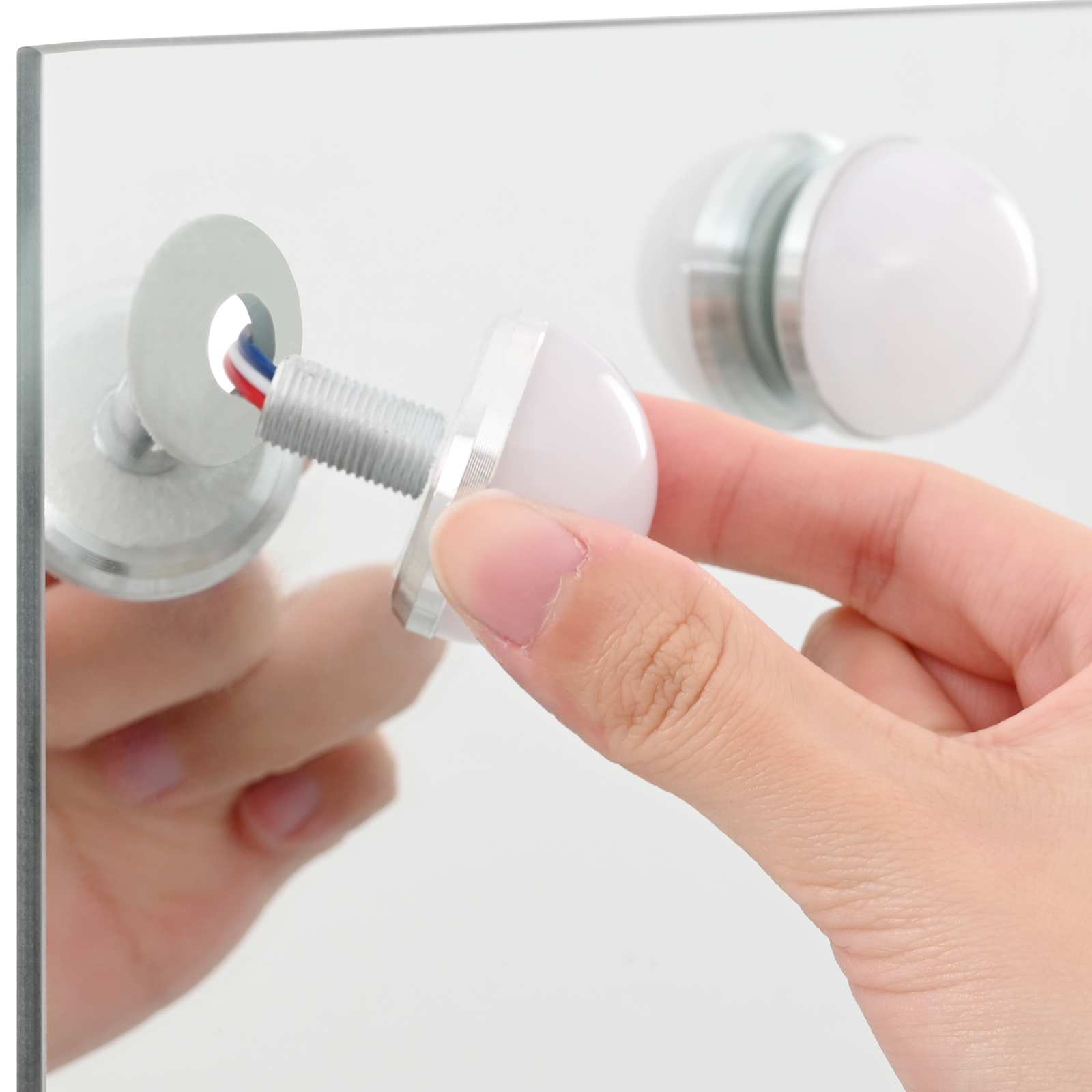 Led smink tükör fehér 58 x 10 x 47 cm üveg és acél