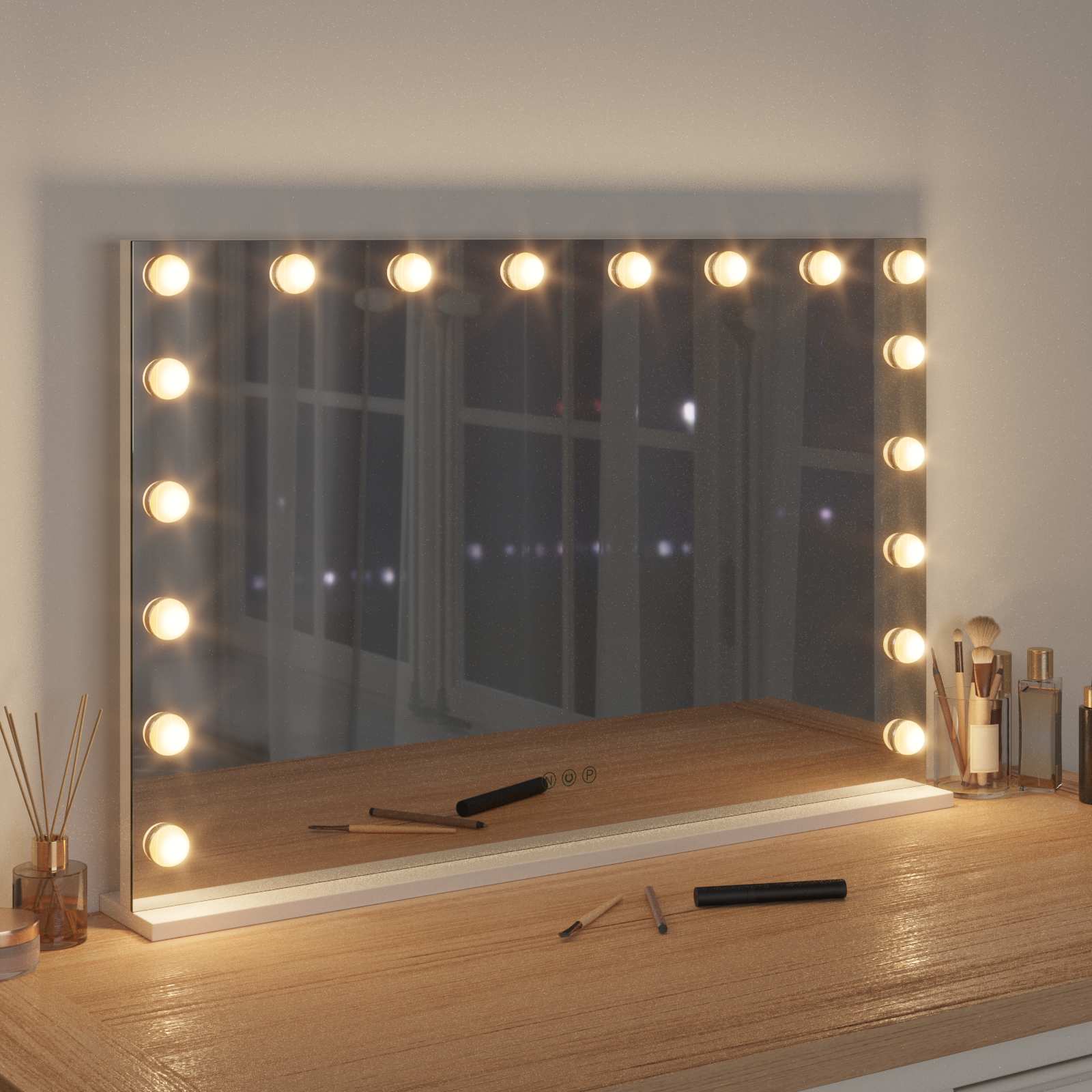 Led smink tükör fehér 80 x 10 x 52,5 cm üveg és acél