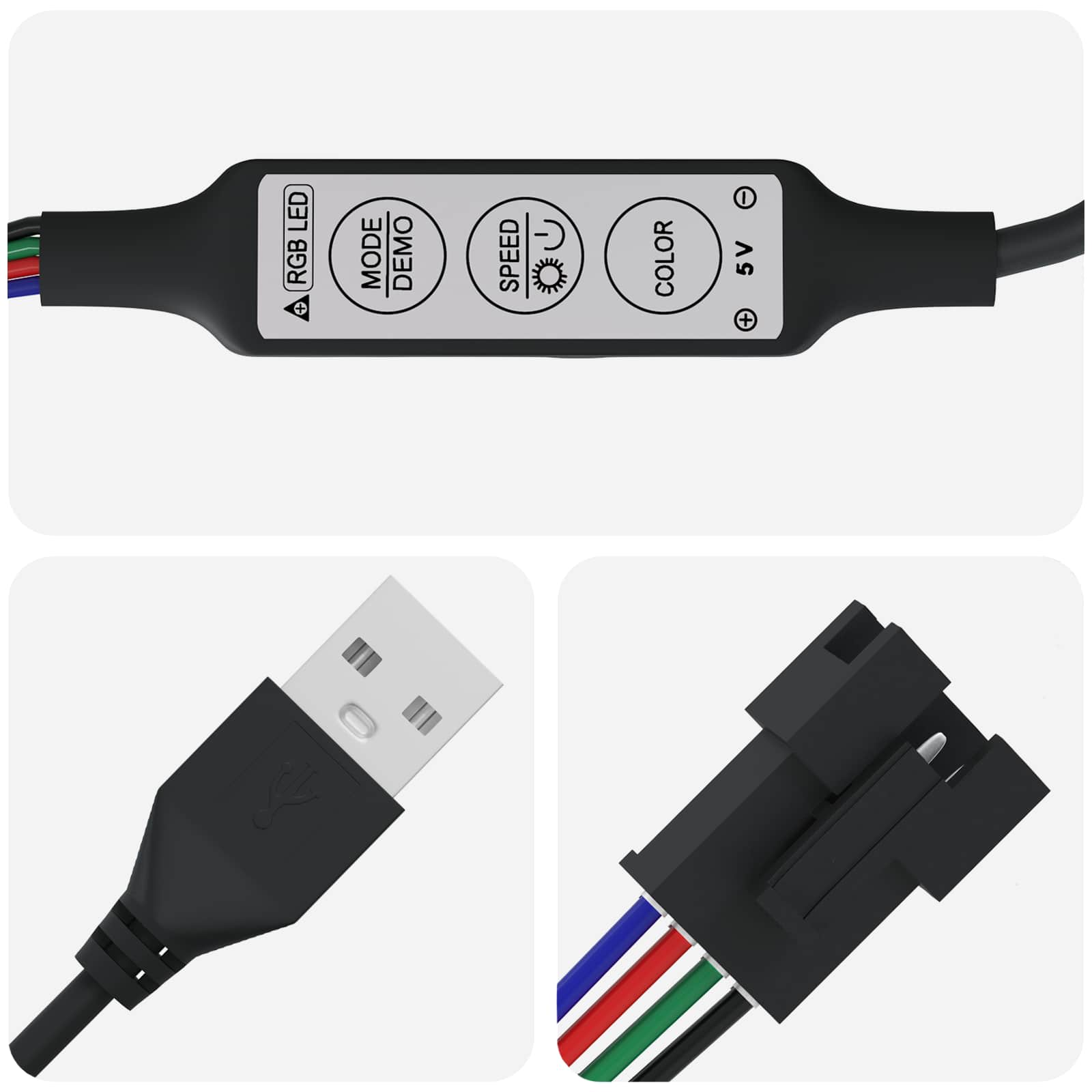 Led szalag 4 pcs fekete és átlátszó 300 cm réz és műanyag