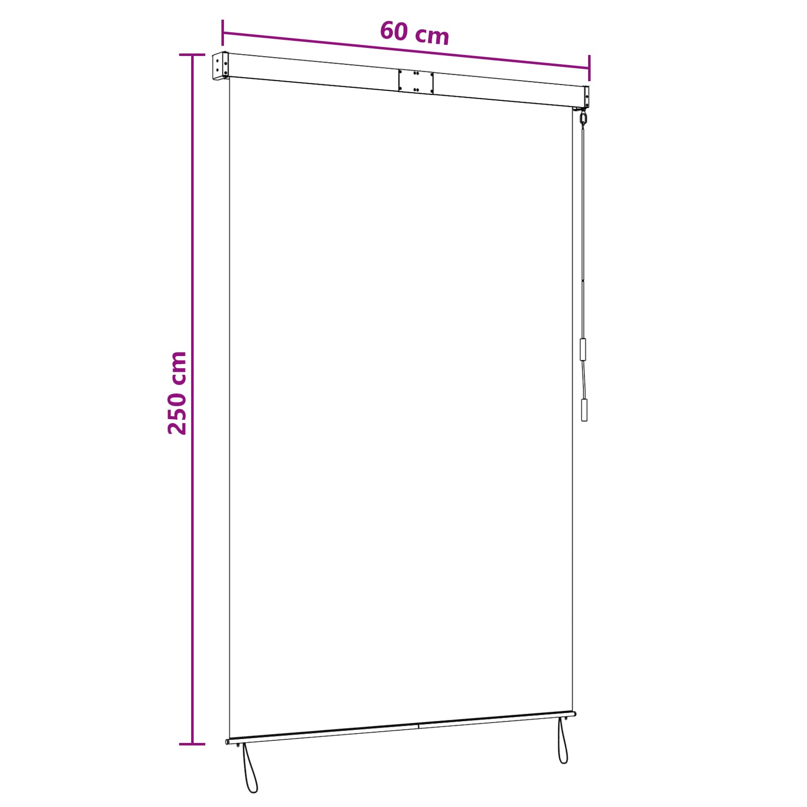 Roletta fekete 60 x 250 cm szövet és alumínium