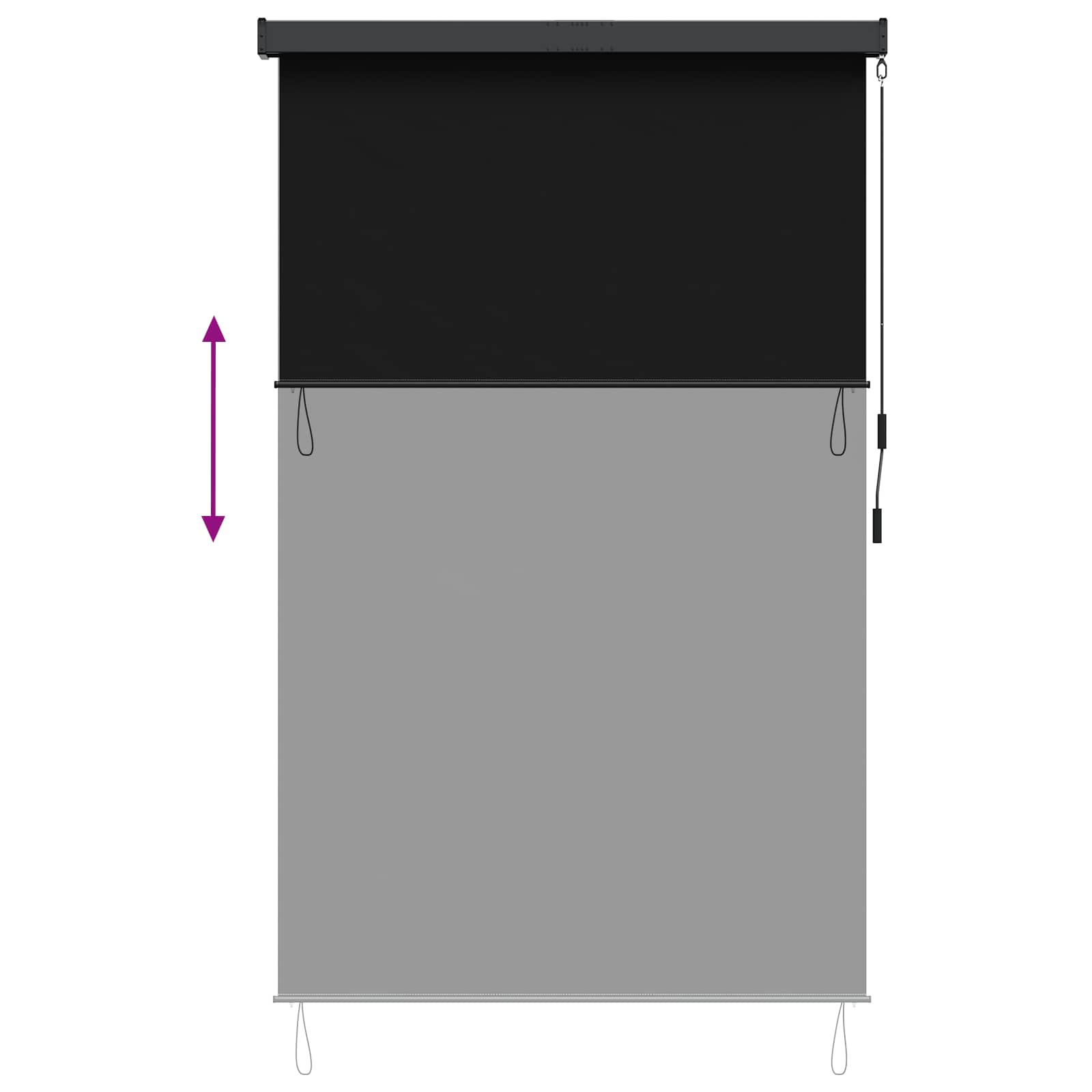 Roletta fekete 100 x 250 cm szövet és alumínium