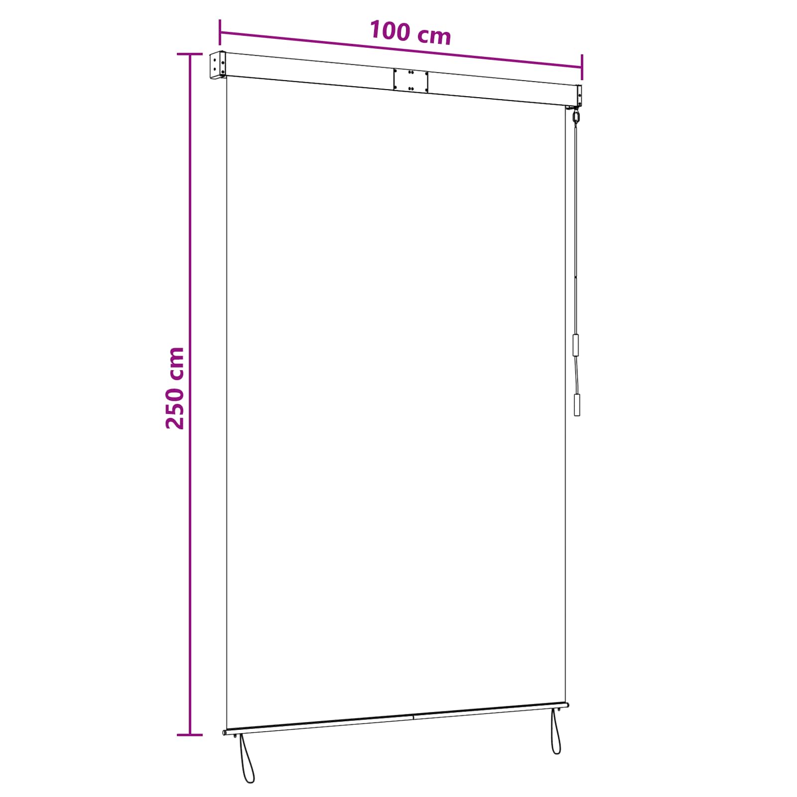 Roletta fekete 100 x 250 cm szövet és alumínium