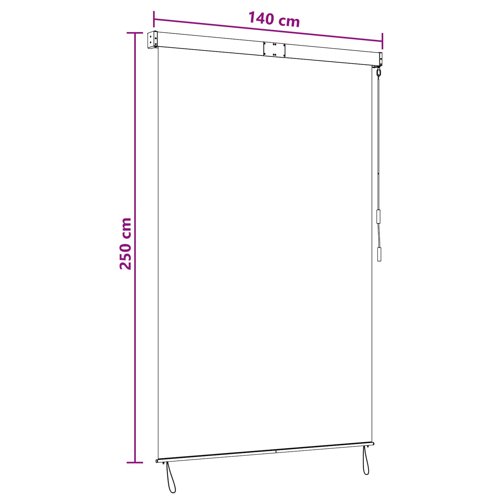 Roletta fekete 140 x 250 cm szövet és alumínium