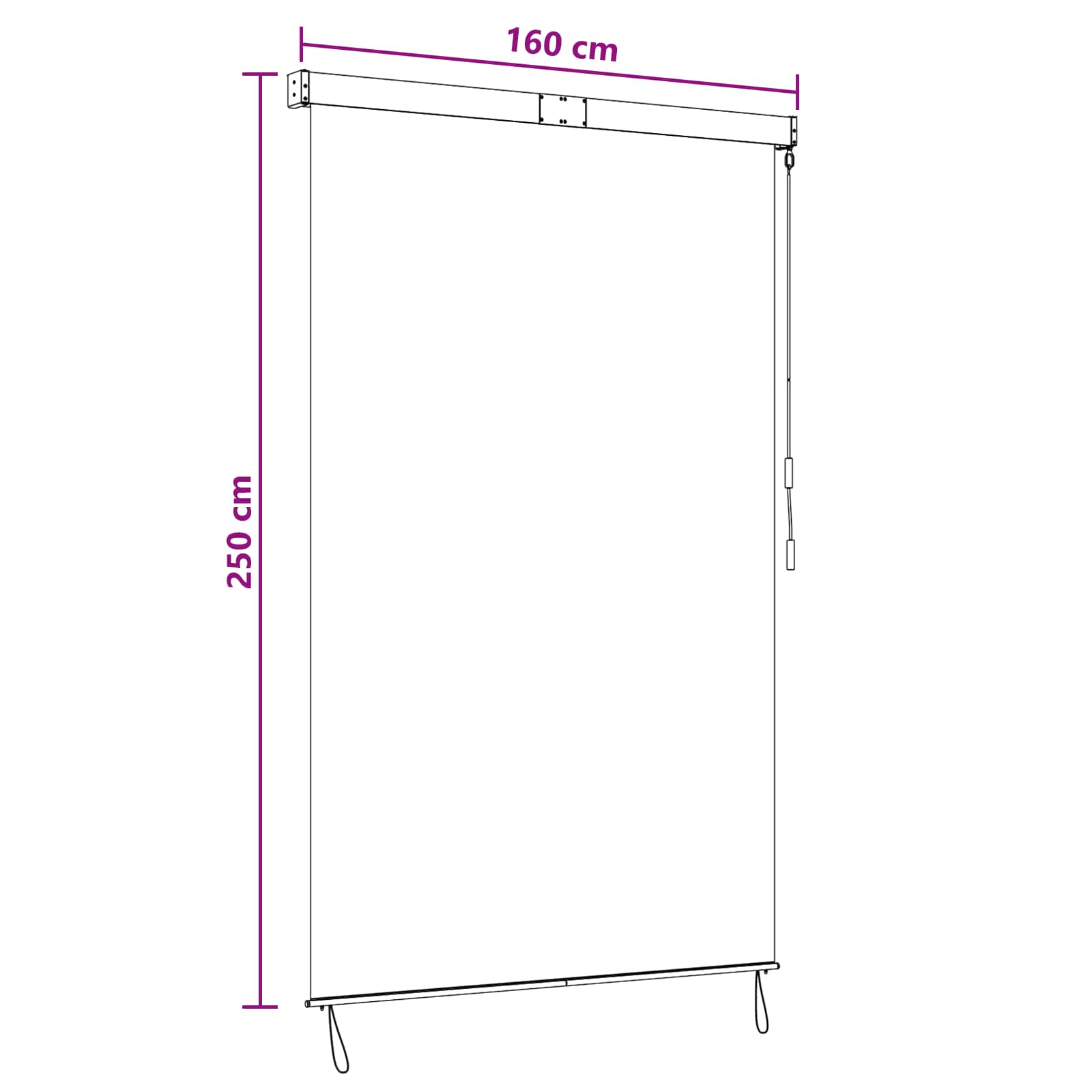 Roletta fekete 160 x 250 cm szövet és alumínium