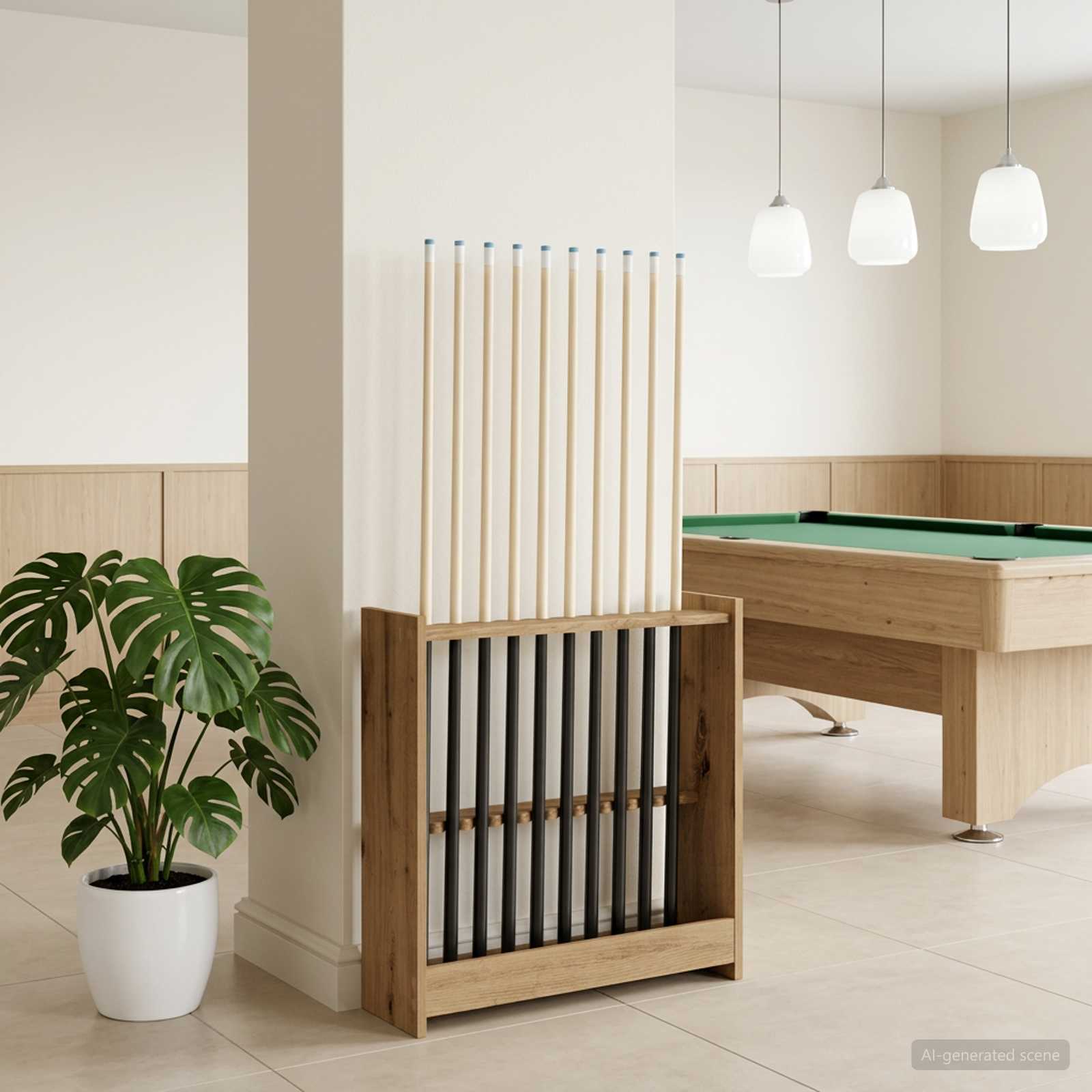 Biliárd dákó állvány szerelt fa 60 x 20 x 57 cm kézműves tölgy