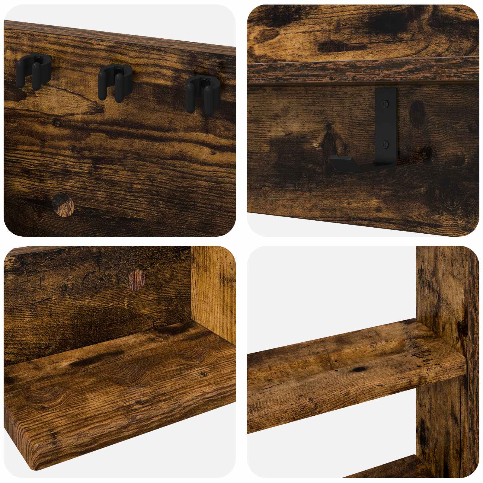 Biliárd dákó állvány szerelt fa 93 x 12 x 103 cm füstös tölgy