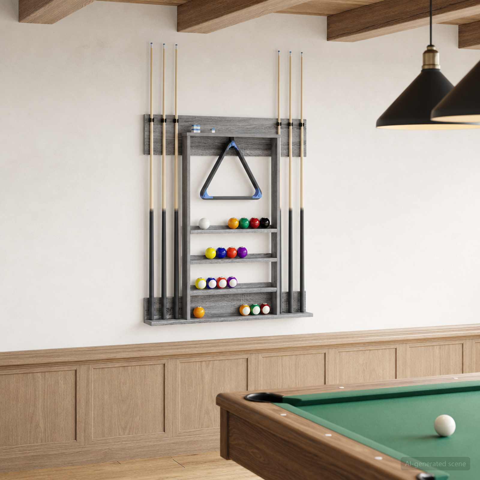 Biliárd dákó állvány szerelt fa 93 x 12 x 103 cm szürke sonoma