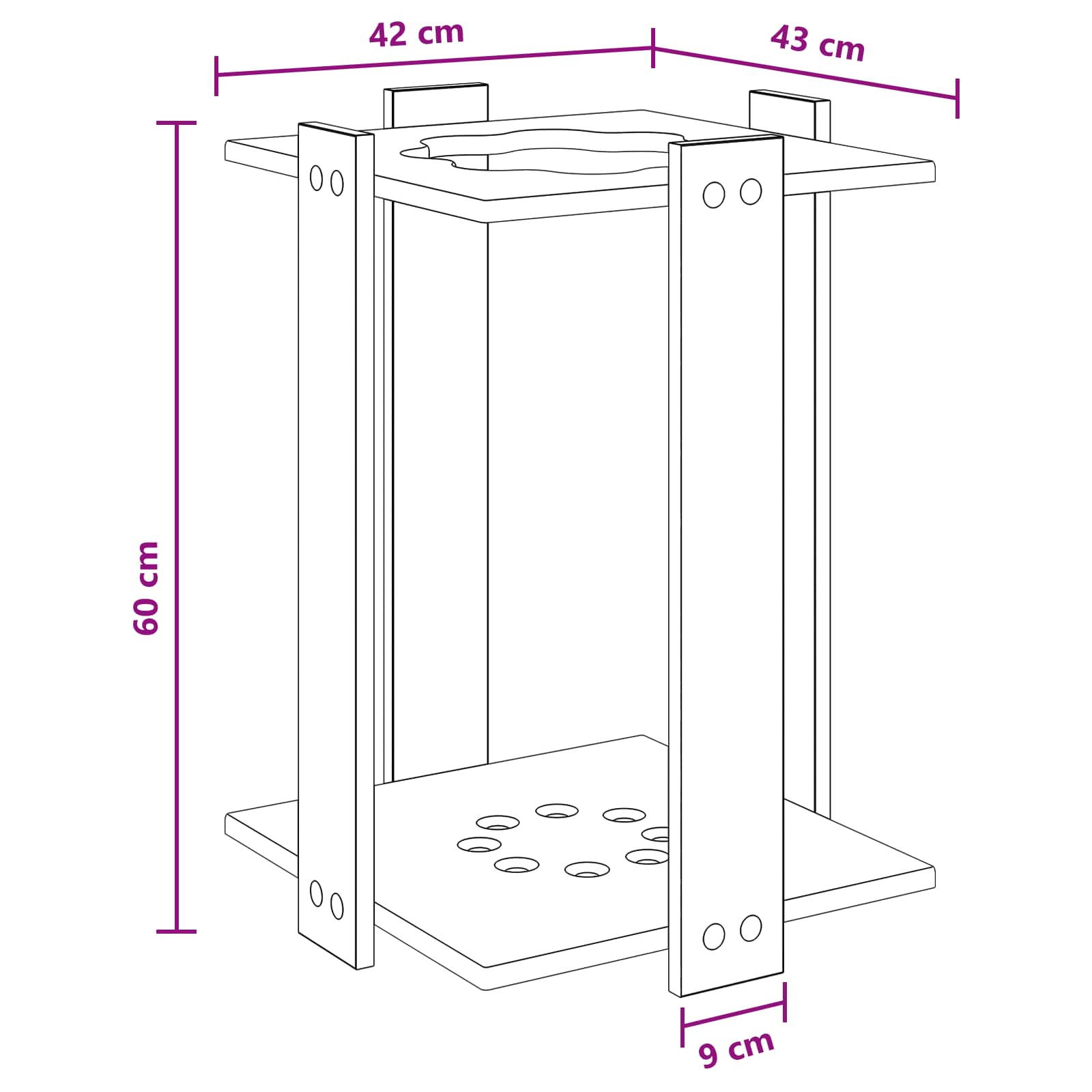 Biliárd dákó állvány szerelt fa 42 x 43 x 60 cm fehér