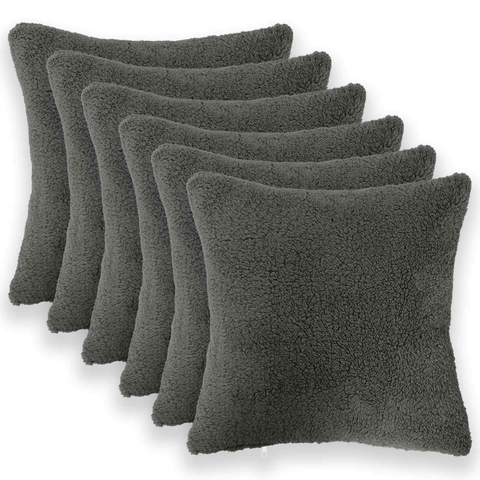 Párna huzat 6 pcs heerlen sötétszürke 30 x 30 cm bouclé