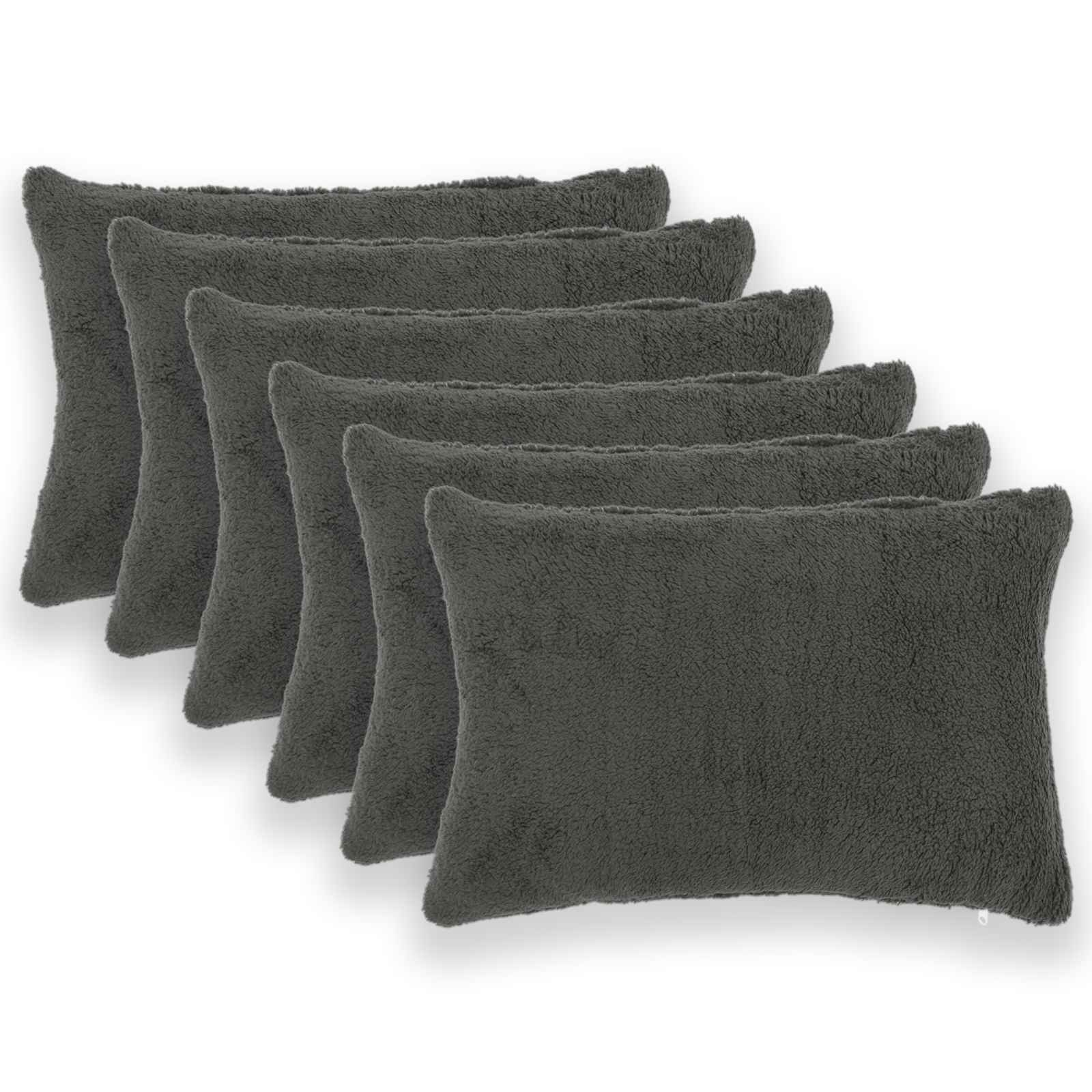 Párna huzat 6 pcs heerlen sötétszürke 30 x 50 cm bouclé
