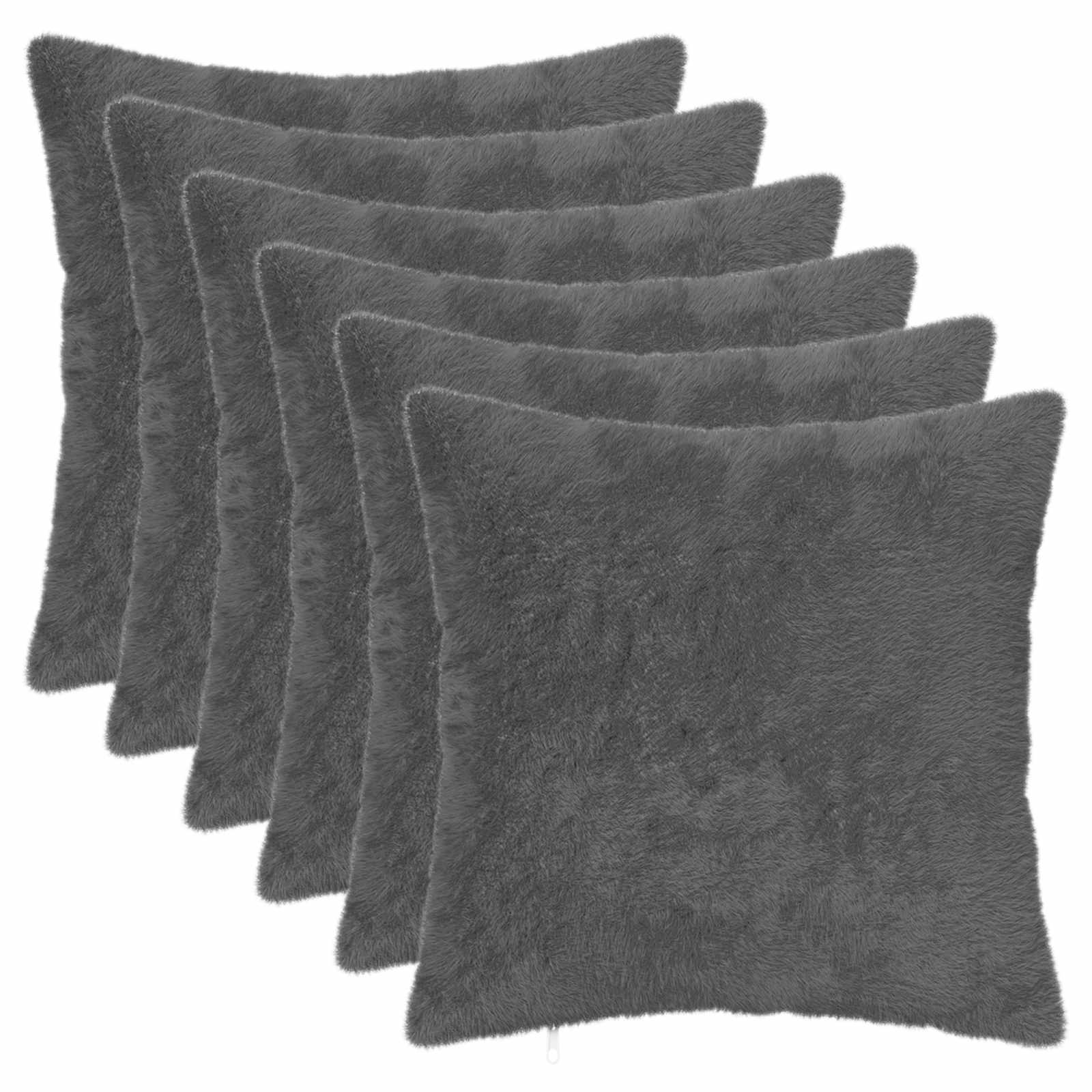 Párna huzat 6 db heerlen sötétszürke 35 x 35 cm műnyúl szőr