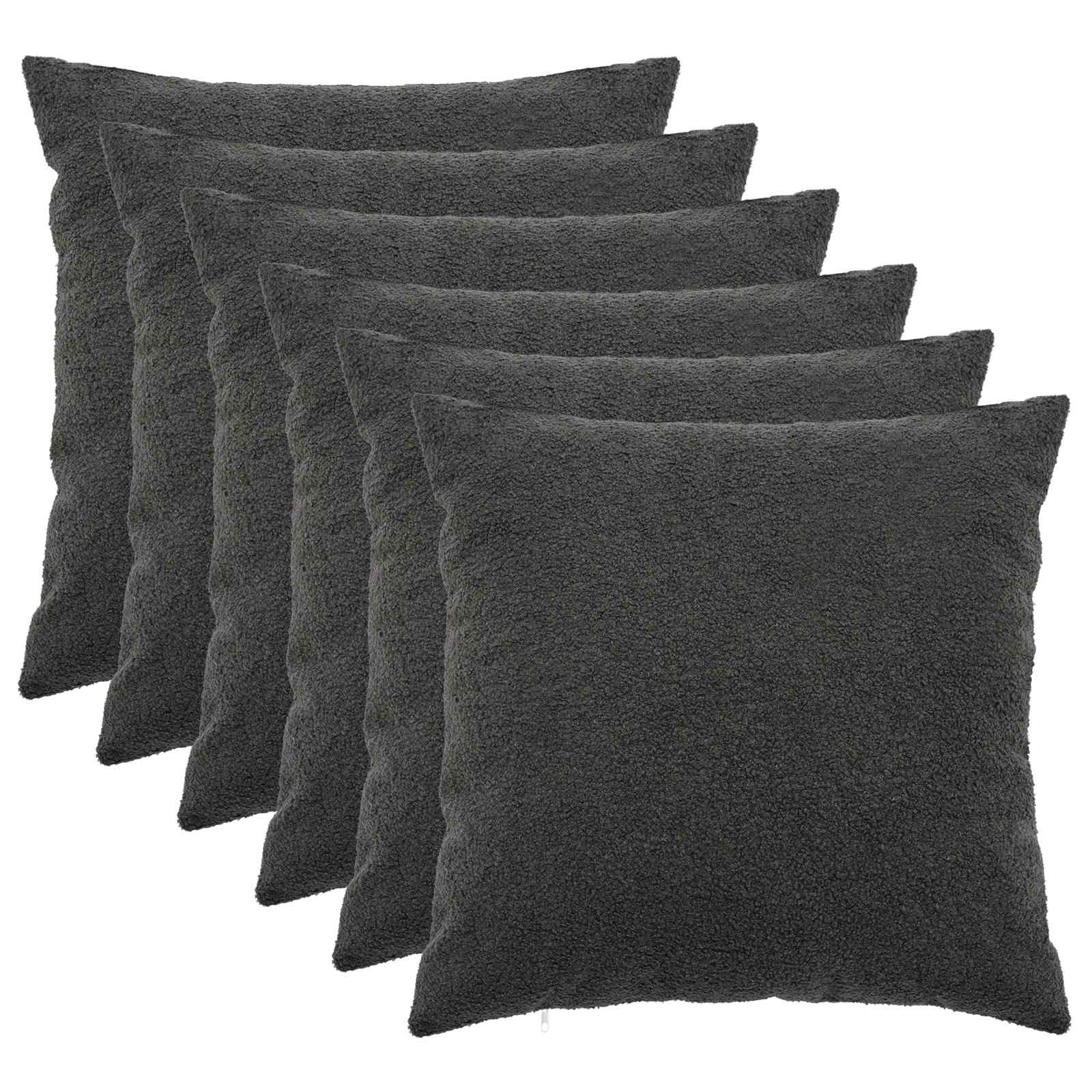 Párna huzat 6 pcs heerlen sötétszürke 65 x 65 cm bouclé
