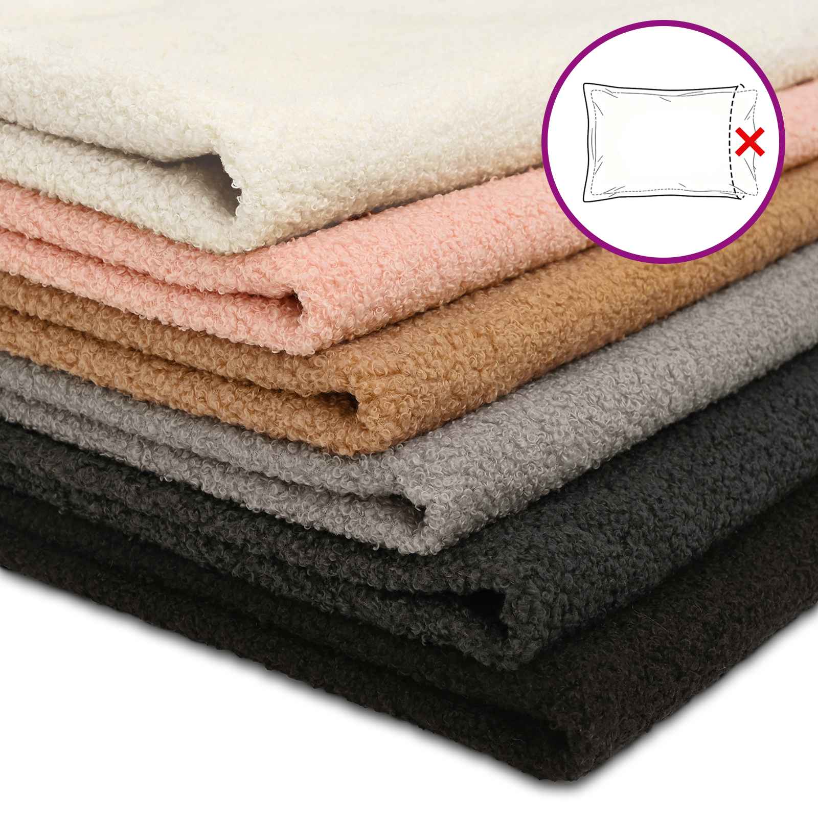 Párna huzat 6 pcs heerlen sötétszürke 80 x 80 cm bouclé