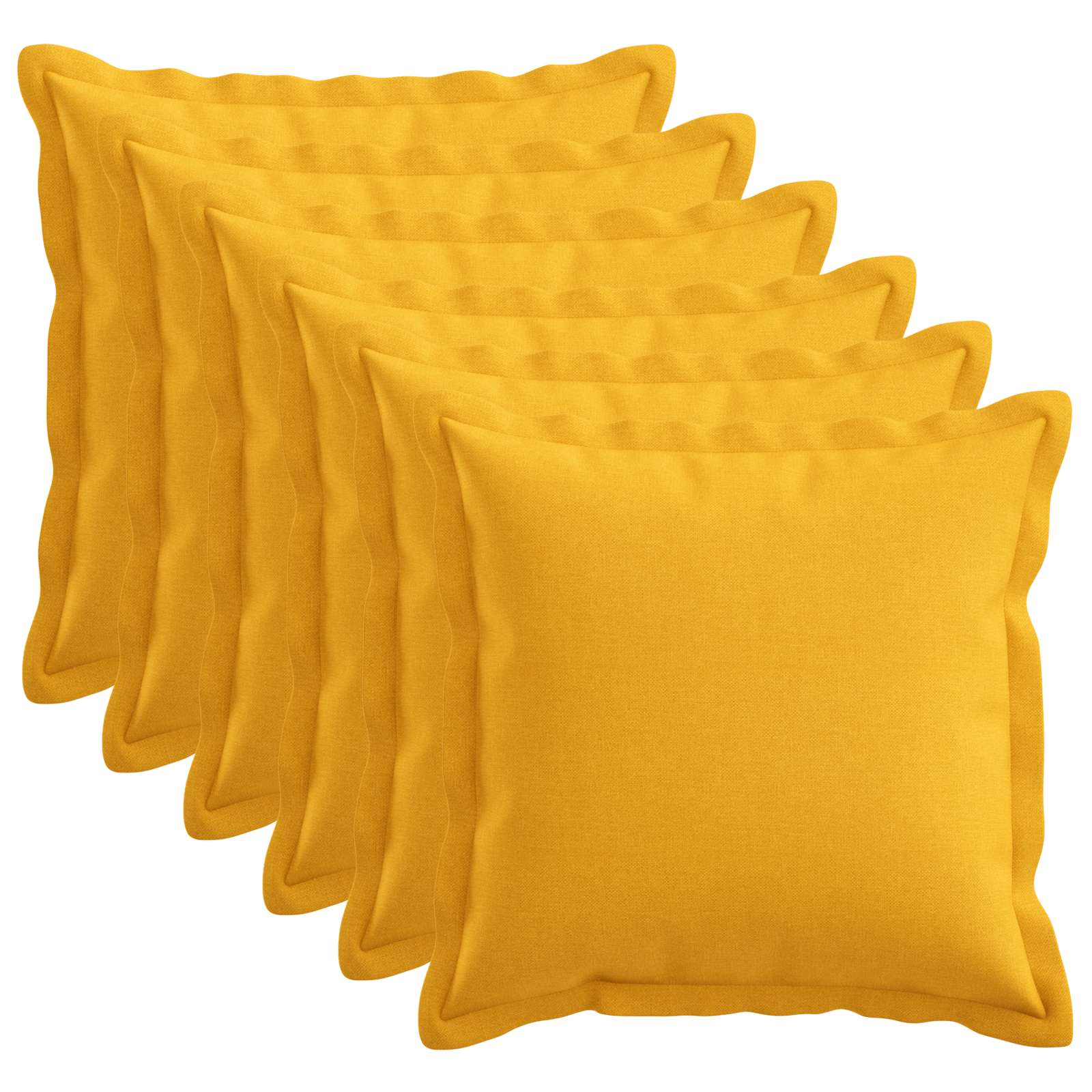 Párna huzat 6 pcs houten világos sárga 30 x 30 cm műlenszövet