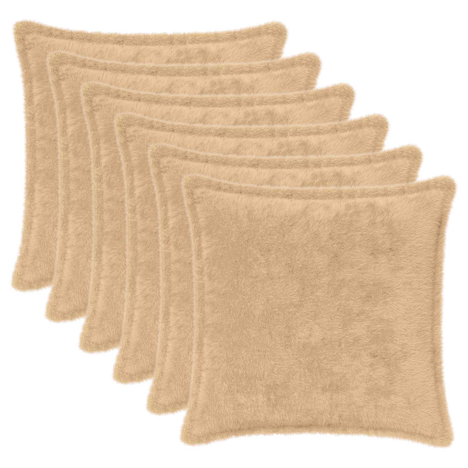 Párna huzat 6 db houten krémszínű 30 x 30 cm műnyúl szőr