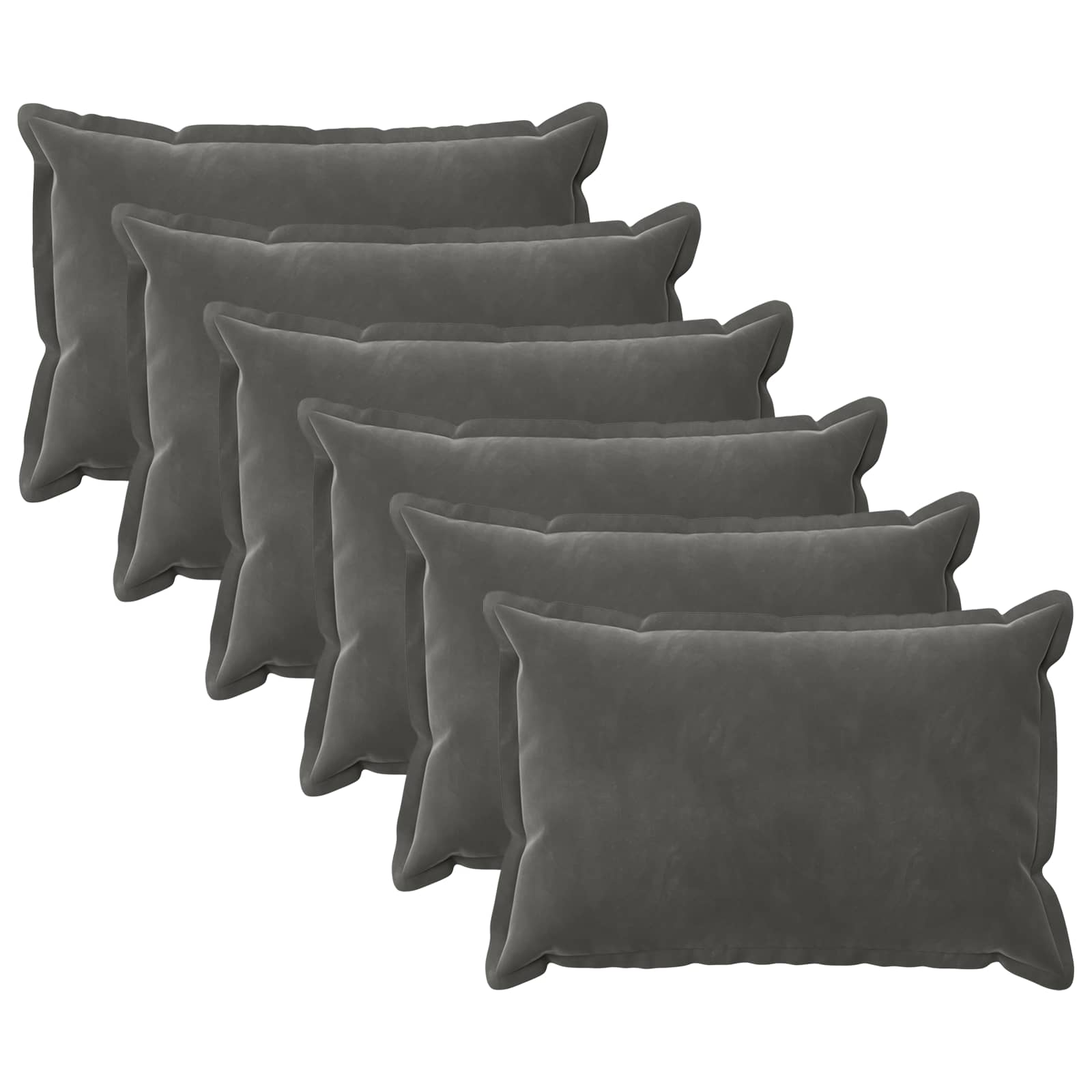 Párna huzat 6 pcs houten sötétszürke 30 x 50 cm bársony