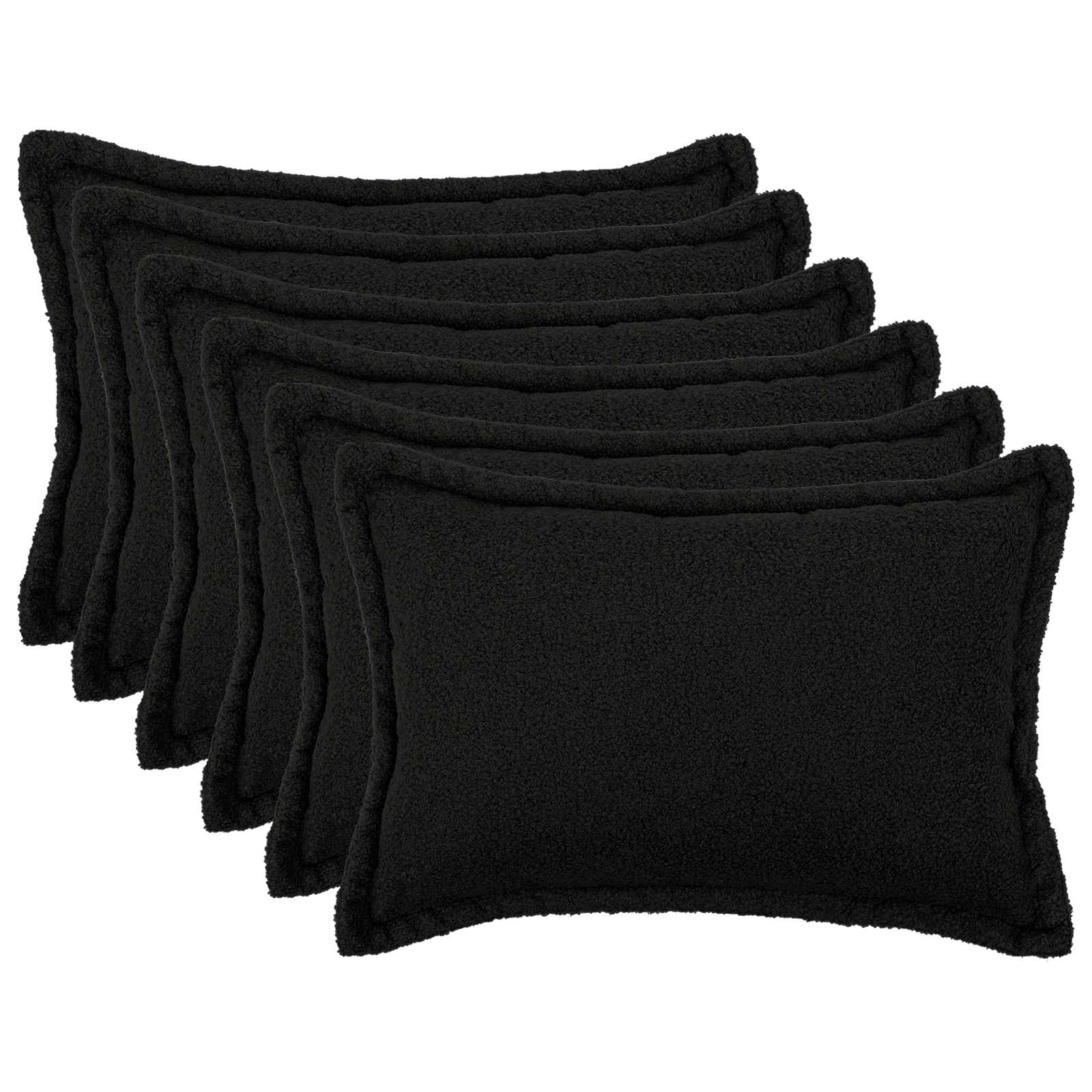 Párna huzat 6 pcs houten fekete 30 x 50 cm bouclé