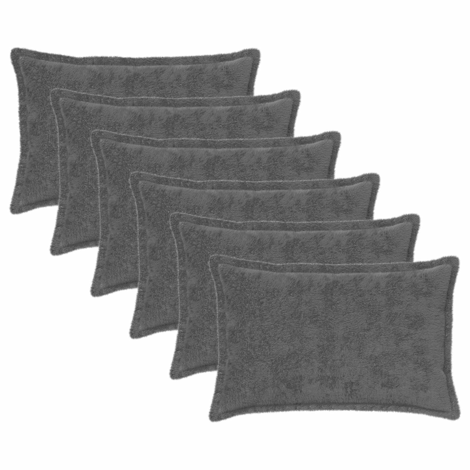 Párna huzat 6 db houten sötétszürke 30 x 50 cm műnyúl szőr