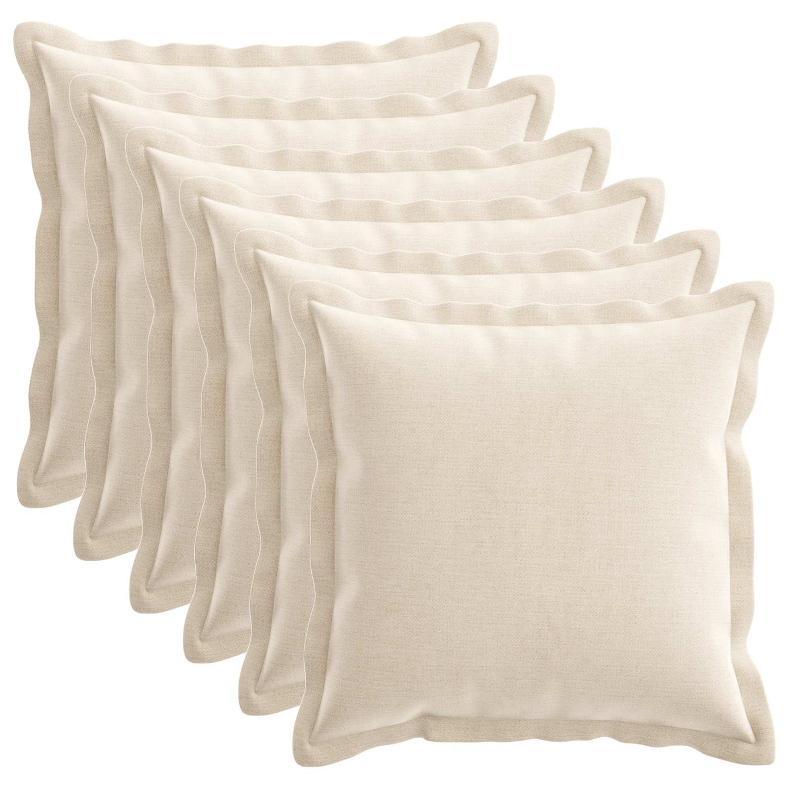 Párna huzat 6 db houten krémszínű 35 x 35 cm chenille szövet