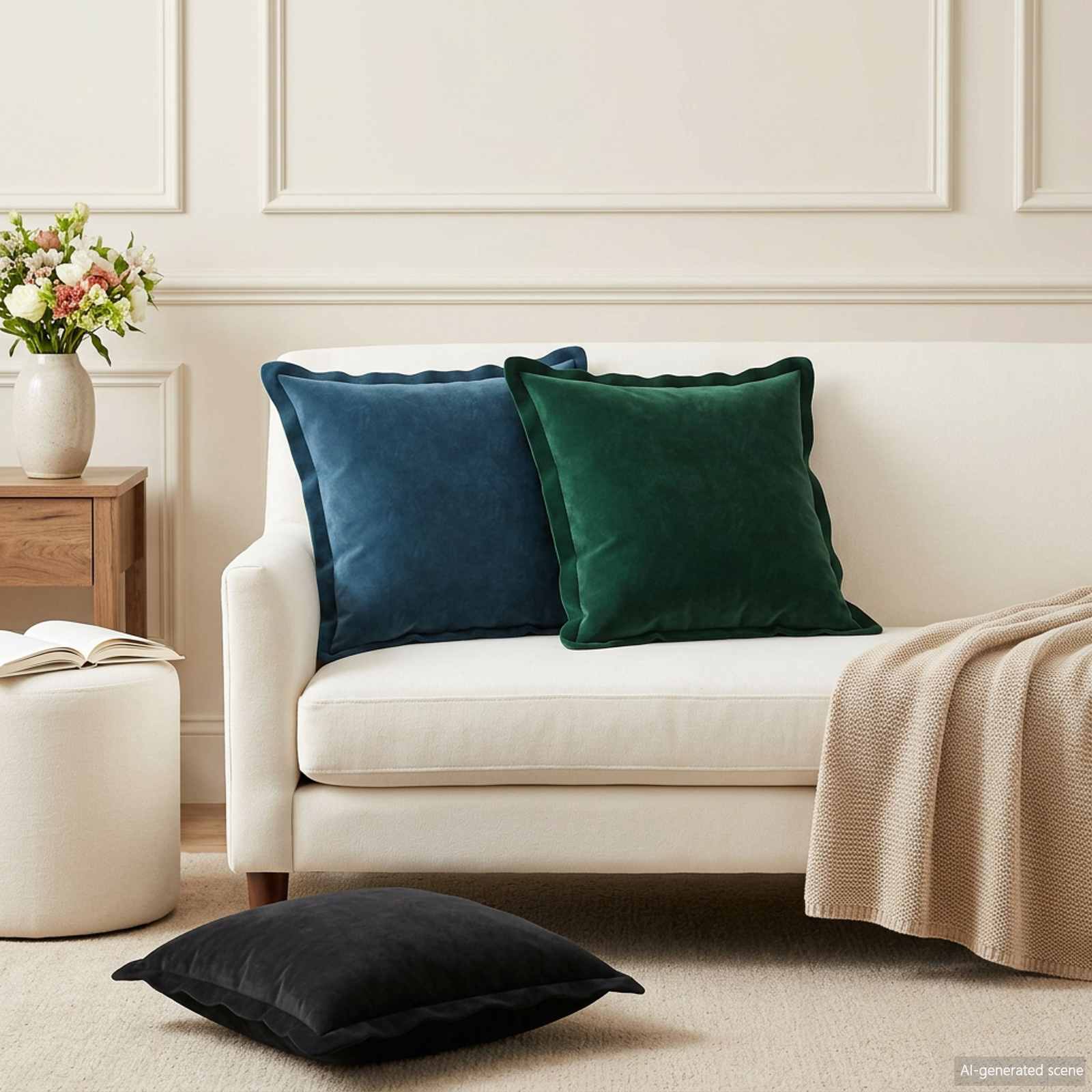 Párna huzat 6 pcs houten sötétzöld 40 x 40 cm bársony