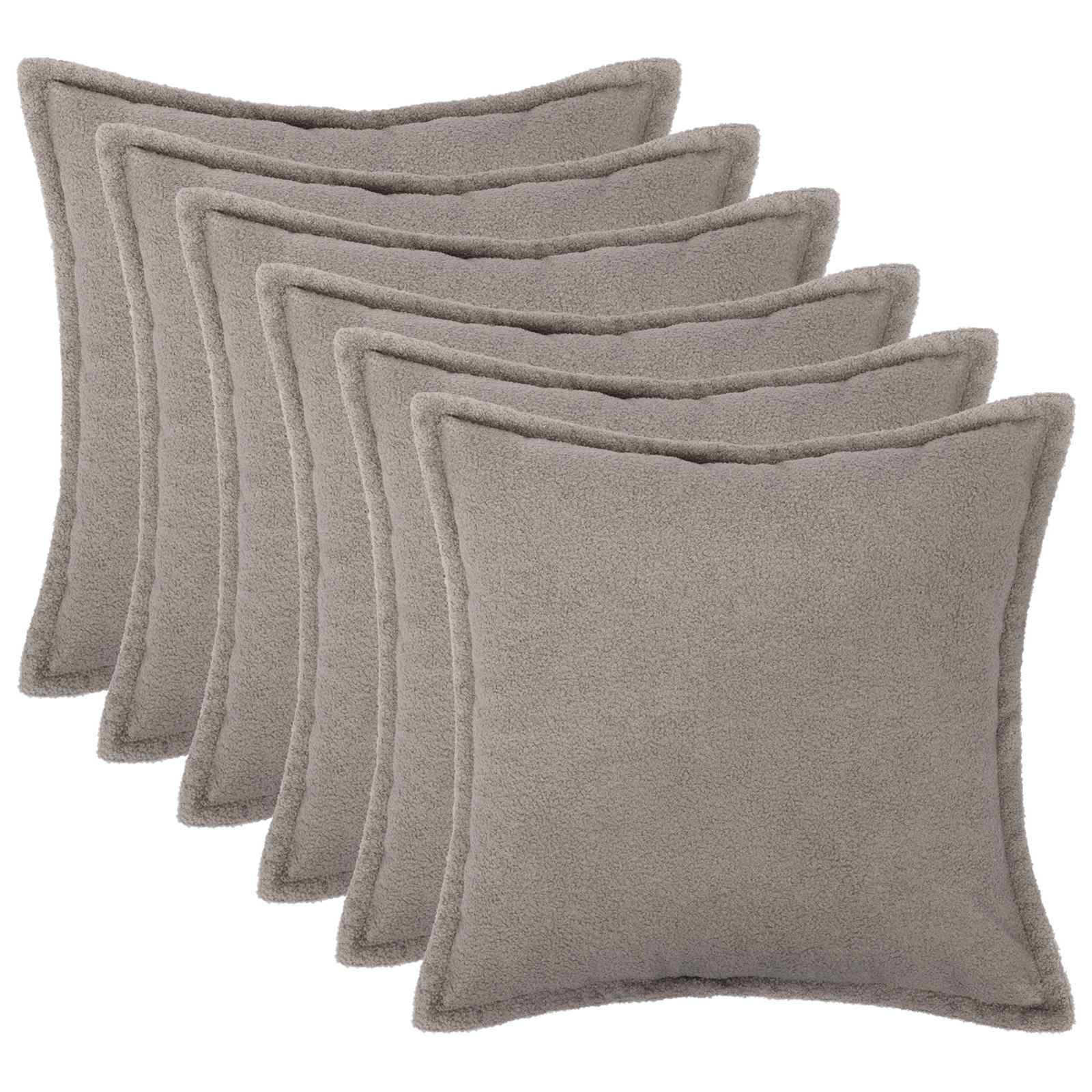 Párna huzat 6 pcs houten világosszürke 40 x 40 cm bouclé
