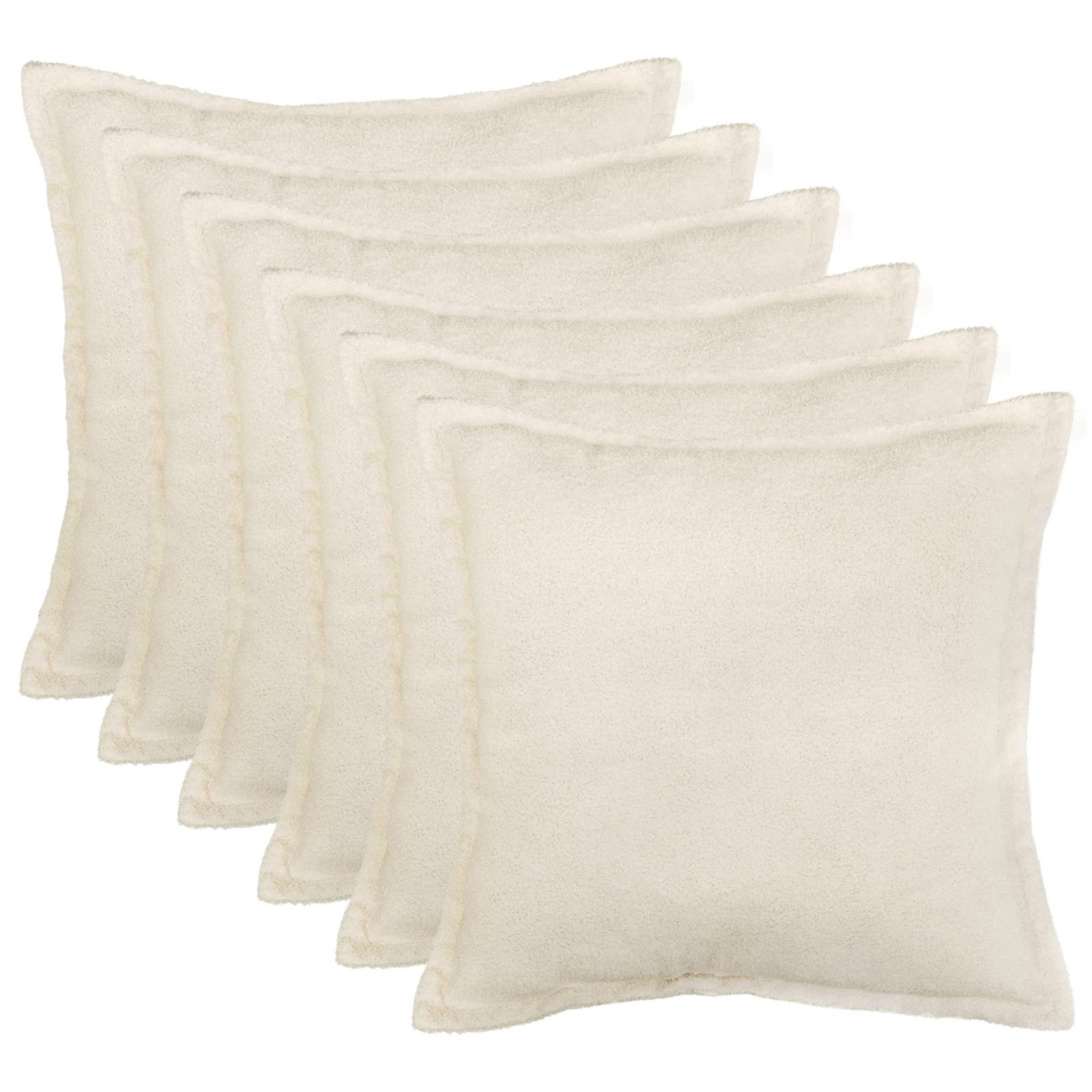 Párna huzat 6 pcs houten krémszínű 40 x 40 cm bouclé