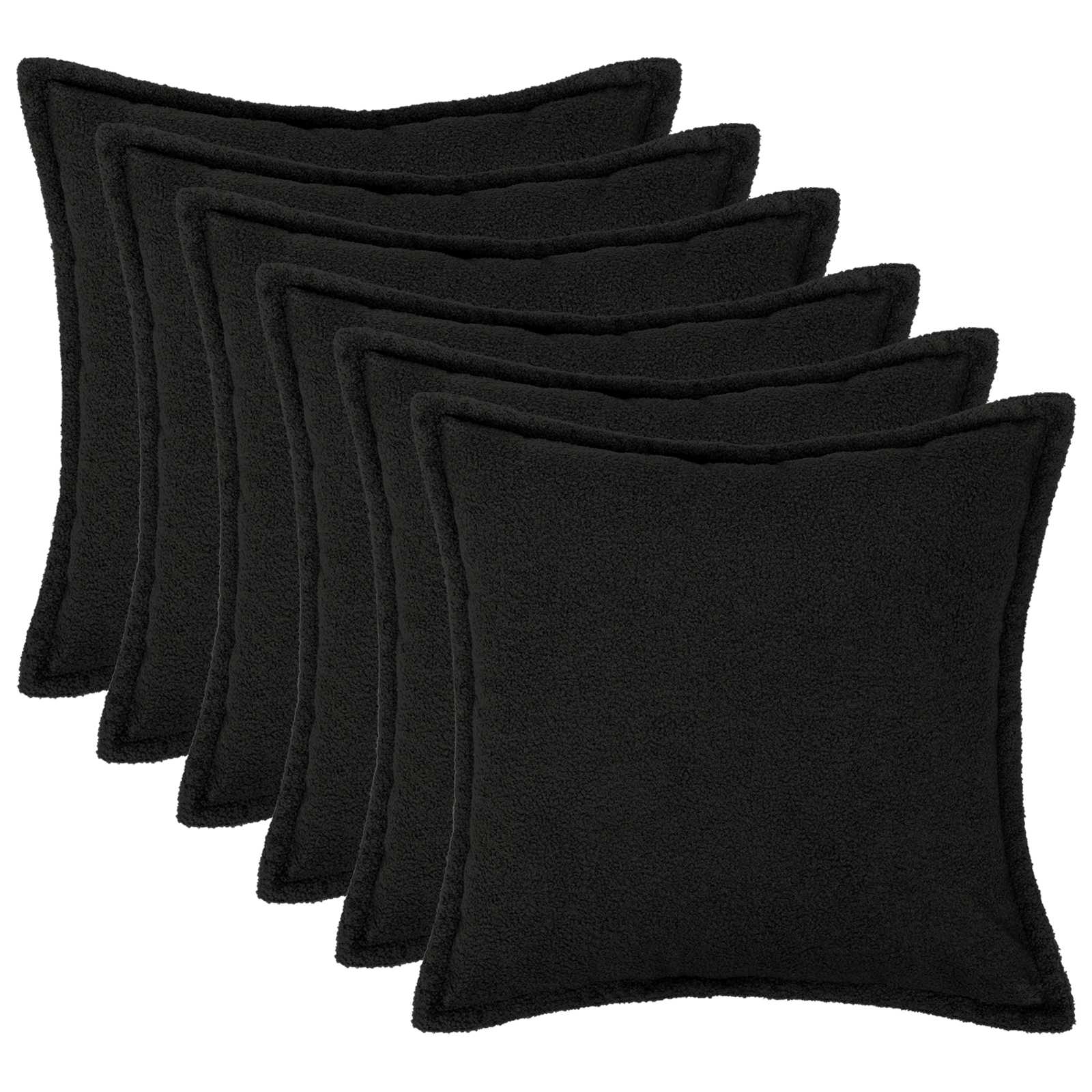 Párna huzat 6 pcs houten fekete 40 x 40 cm bouclé