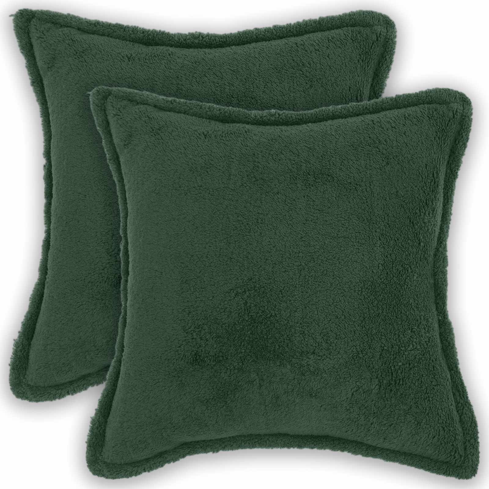 Párna huzat 2 pcs houten sötétzöld 40 x 40 cm bouclé