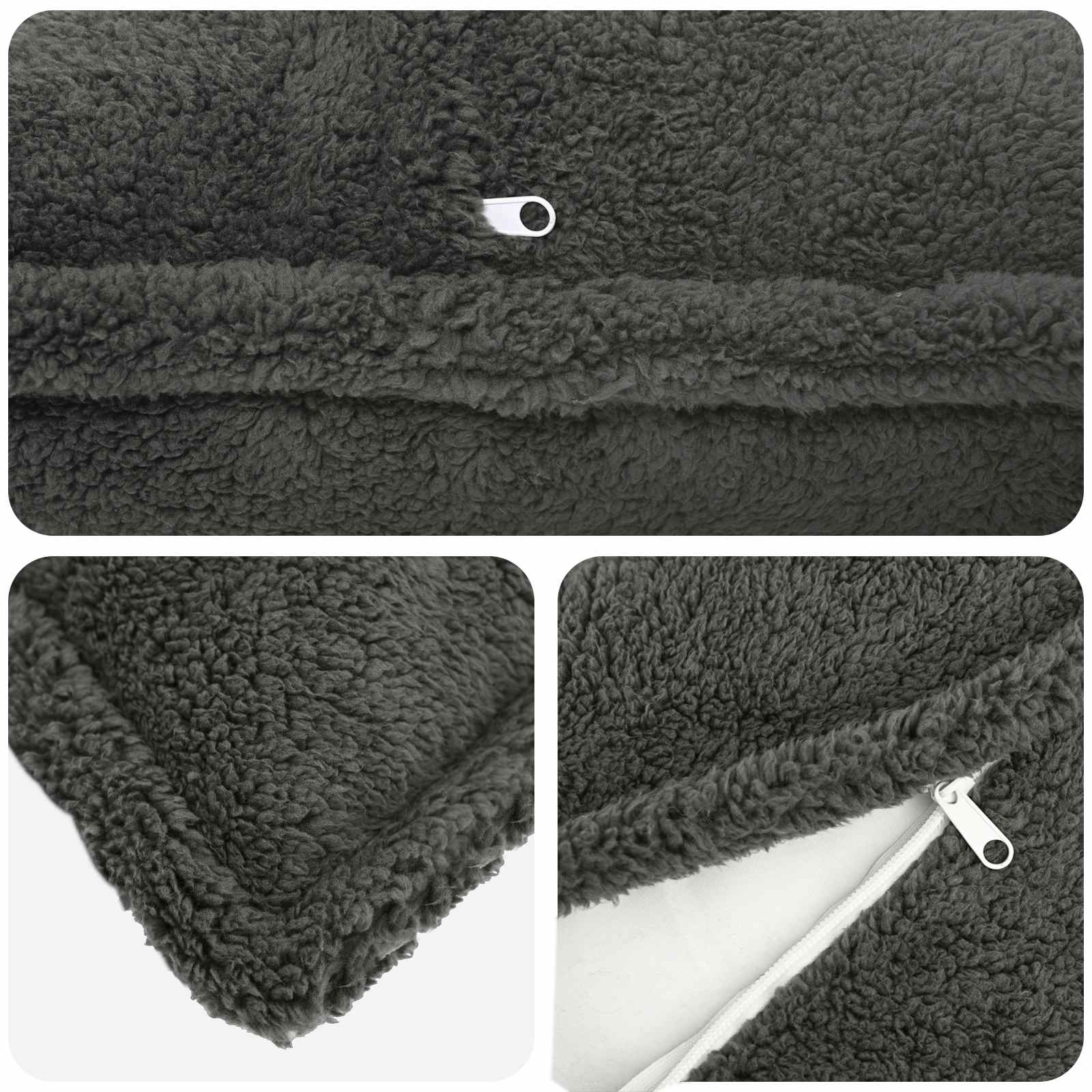 Párna huzat 2 pcs houten sötétszürke 40 x 40 cm bouclé