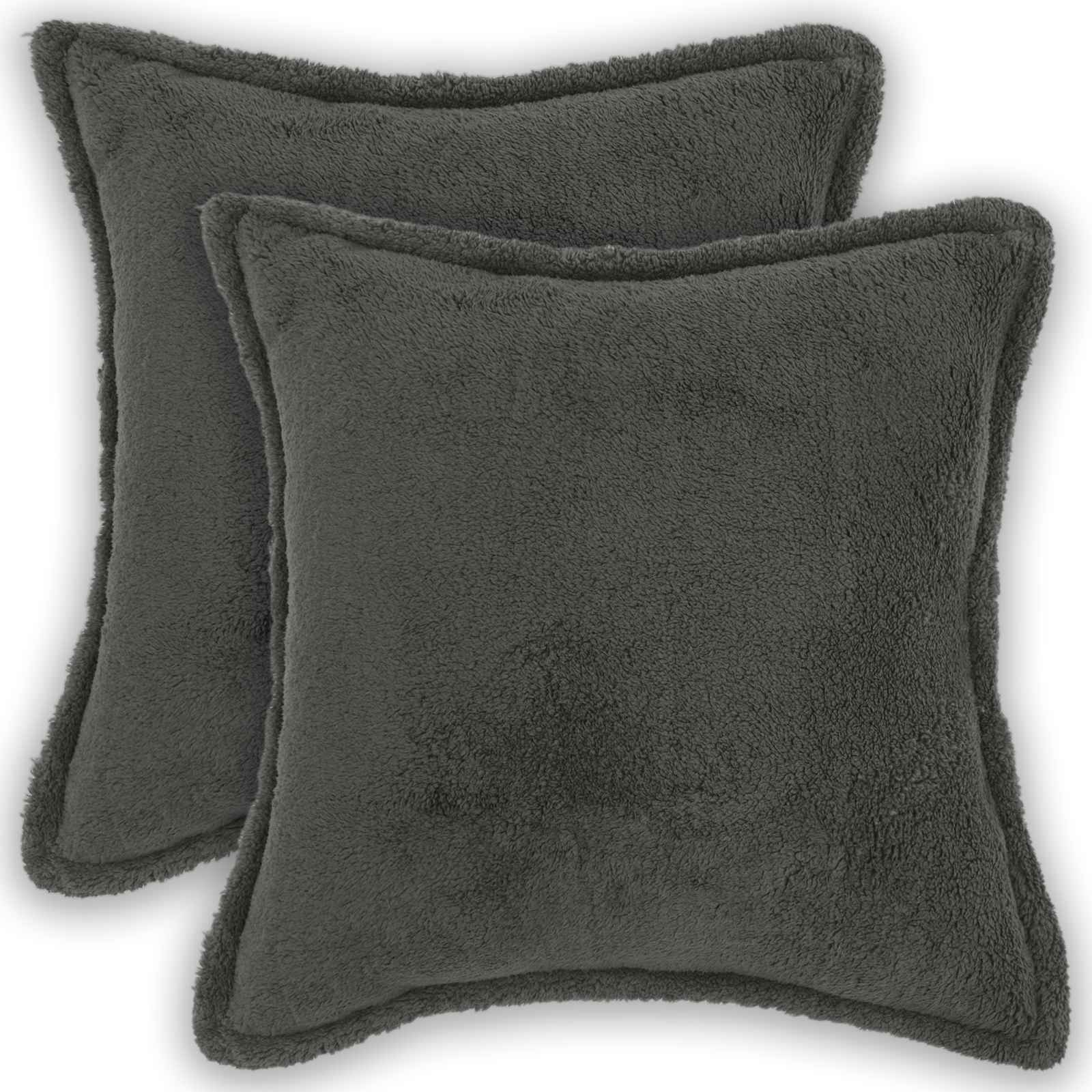 Párna huzat 2 pcs houten sötétszürke 40 x 40 cm bouclé