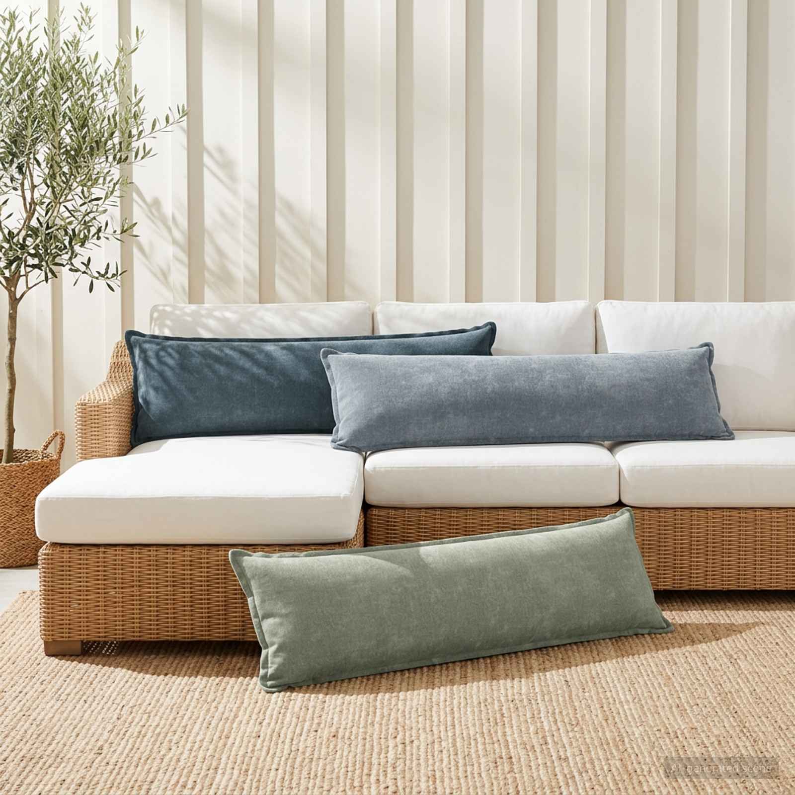 Párna huzat 2 db houten zöld 40 x 145 cm chenille szövet