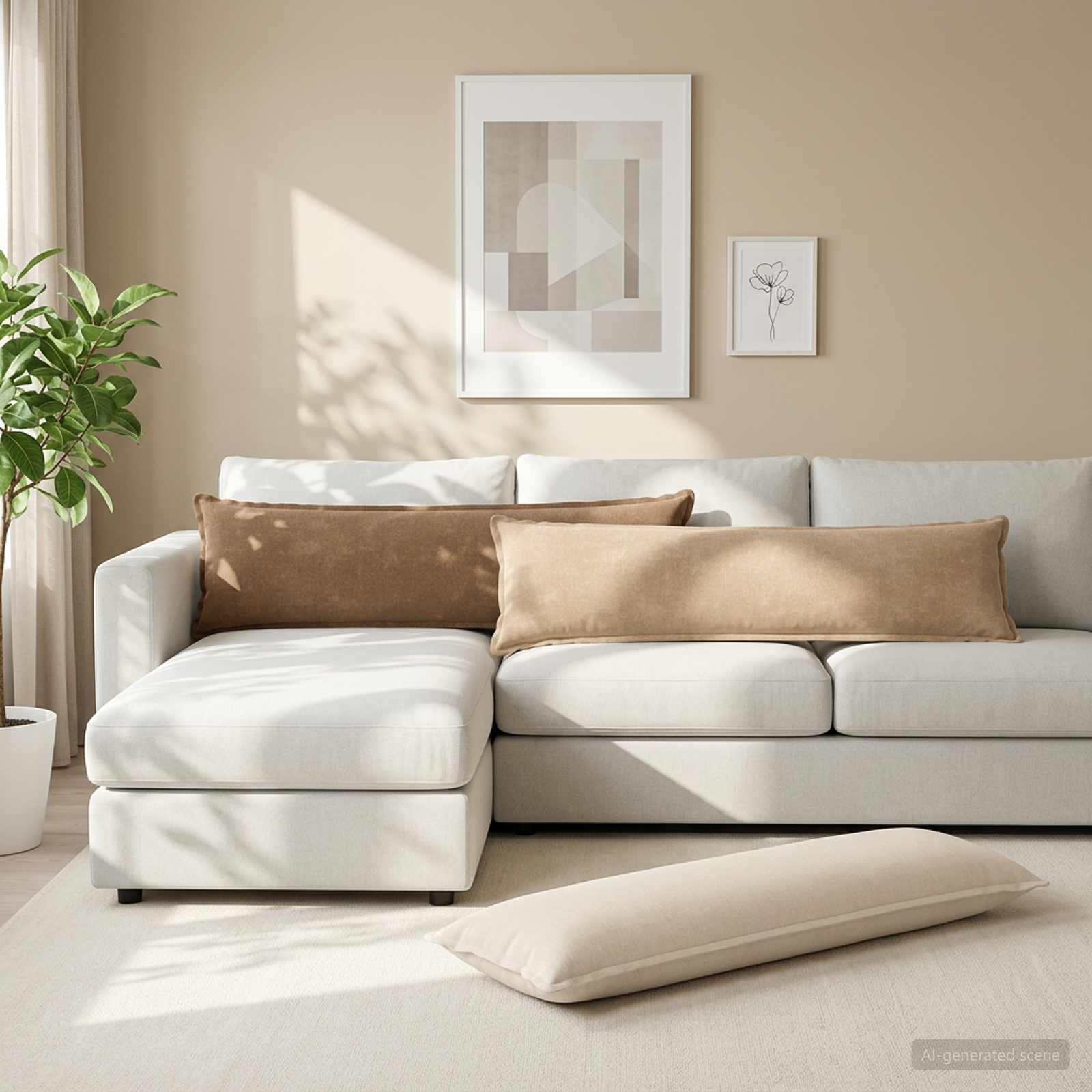 Párna huzat 2 db houten krémszínű 40 x 145 cm chenille szövet
