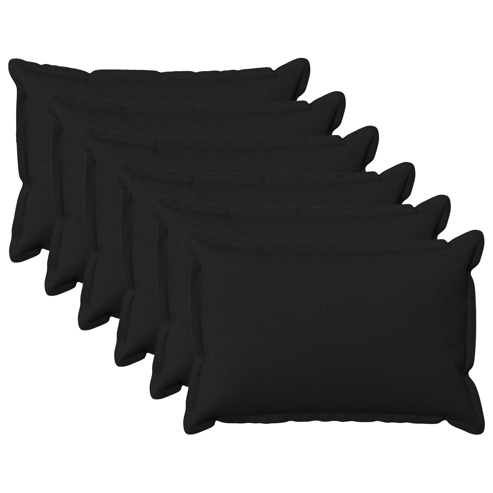 Párna huzat 6 pcs houten fekete 40 x 60 cm műlenszövet