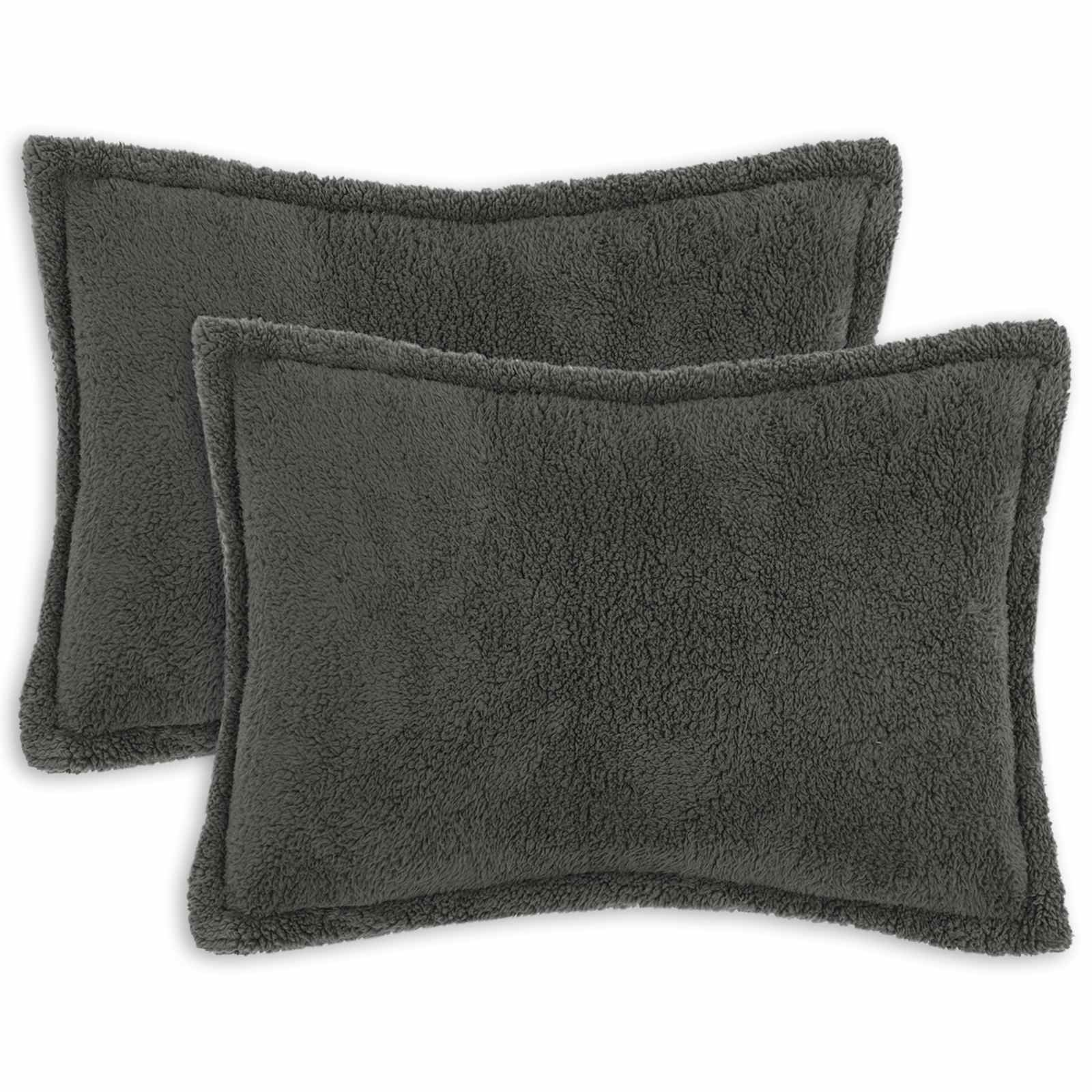 Párna huzat 2 pcs houten sötétszürke 40 x 60 cm bouclé