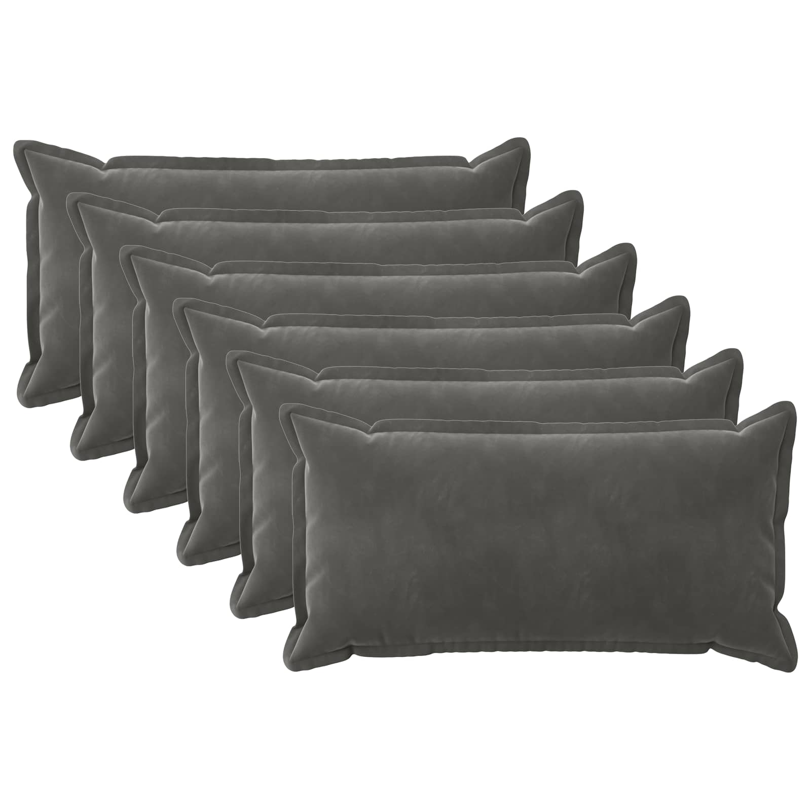 Párna huzat 6 pcs houten sötétszürke 40 x 70 cm bársony