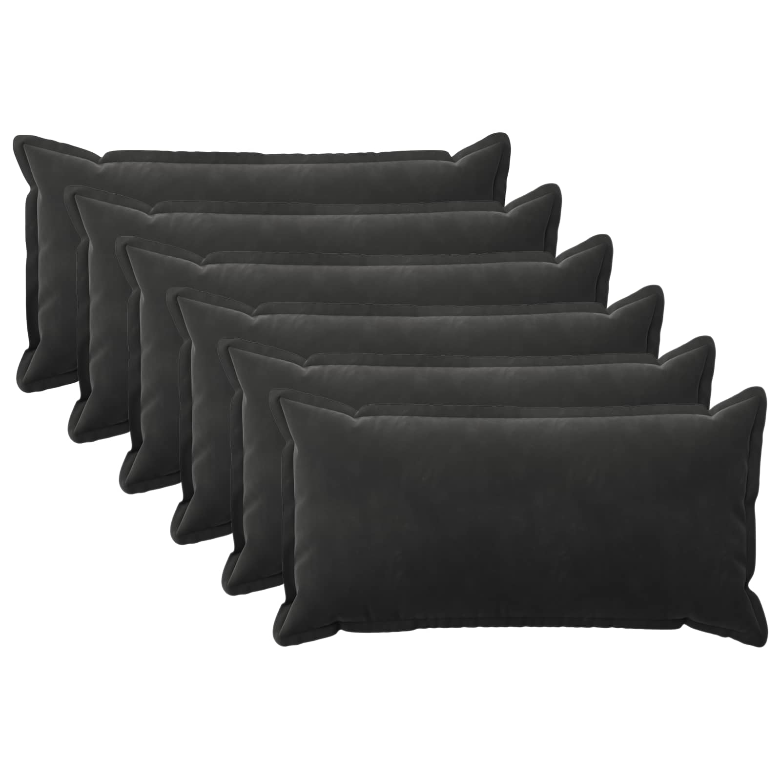 Párna huzat 6 pcs houten fekete 40 x 70 cm bársony