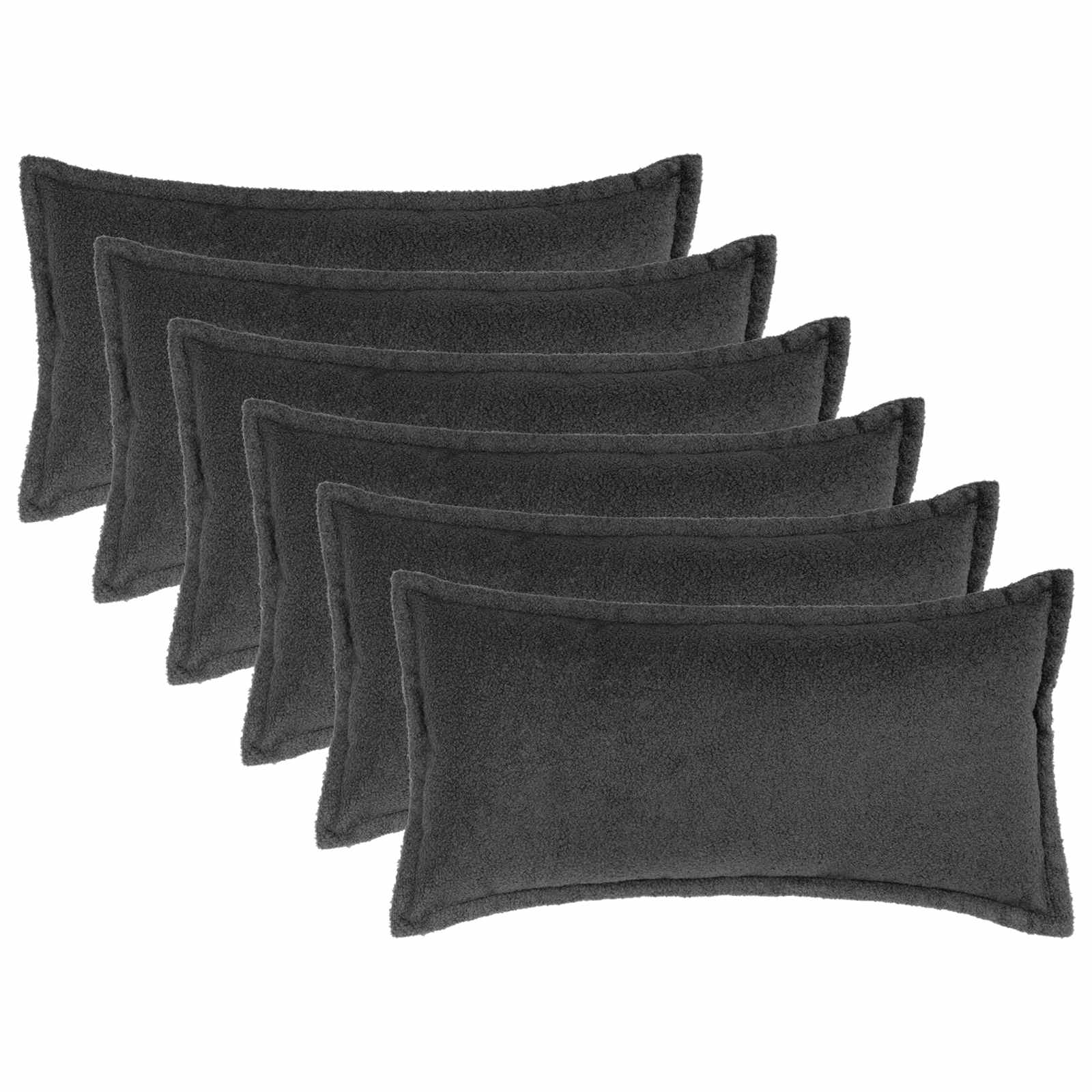 Párna huzat 6 pcs houten sötétszürke 40 x 70 cm bouclé