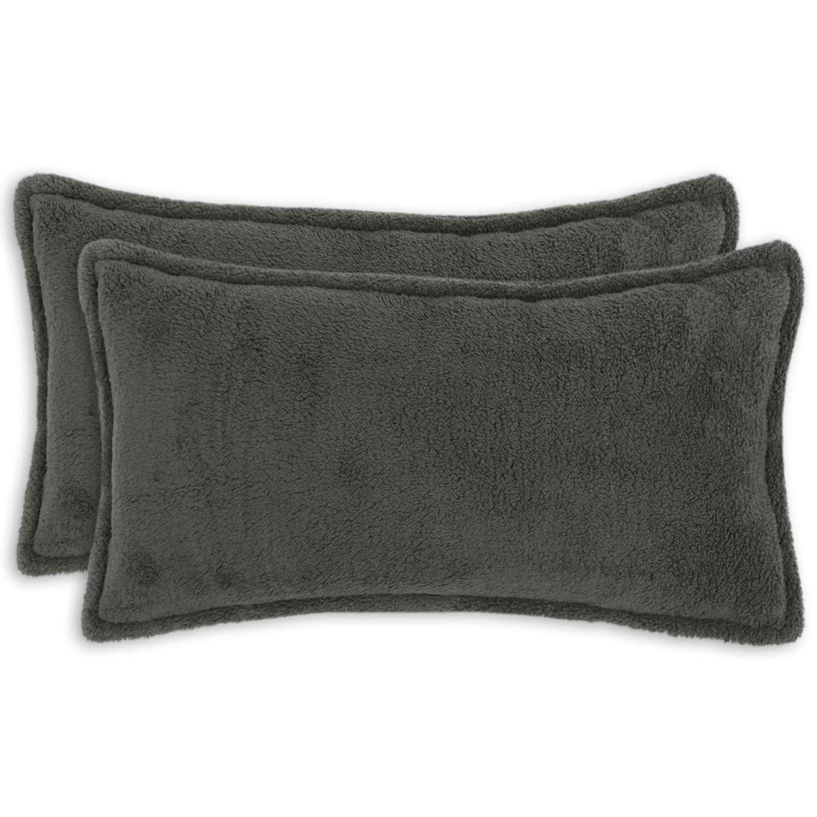 Párna huzat 2 pcs houten sötétszürke 40 x 70 cm bouclé