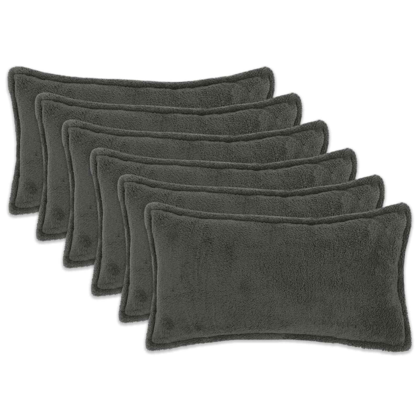 Párna huzat 6 pcs houten sötétszürke 40 x 70 cm bouclé