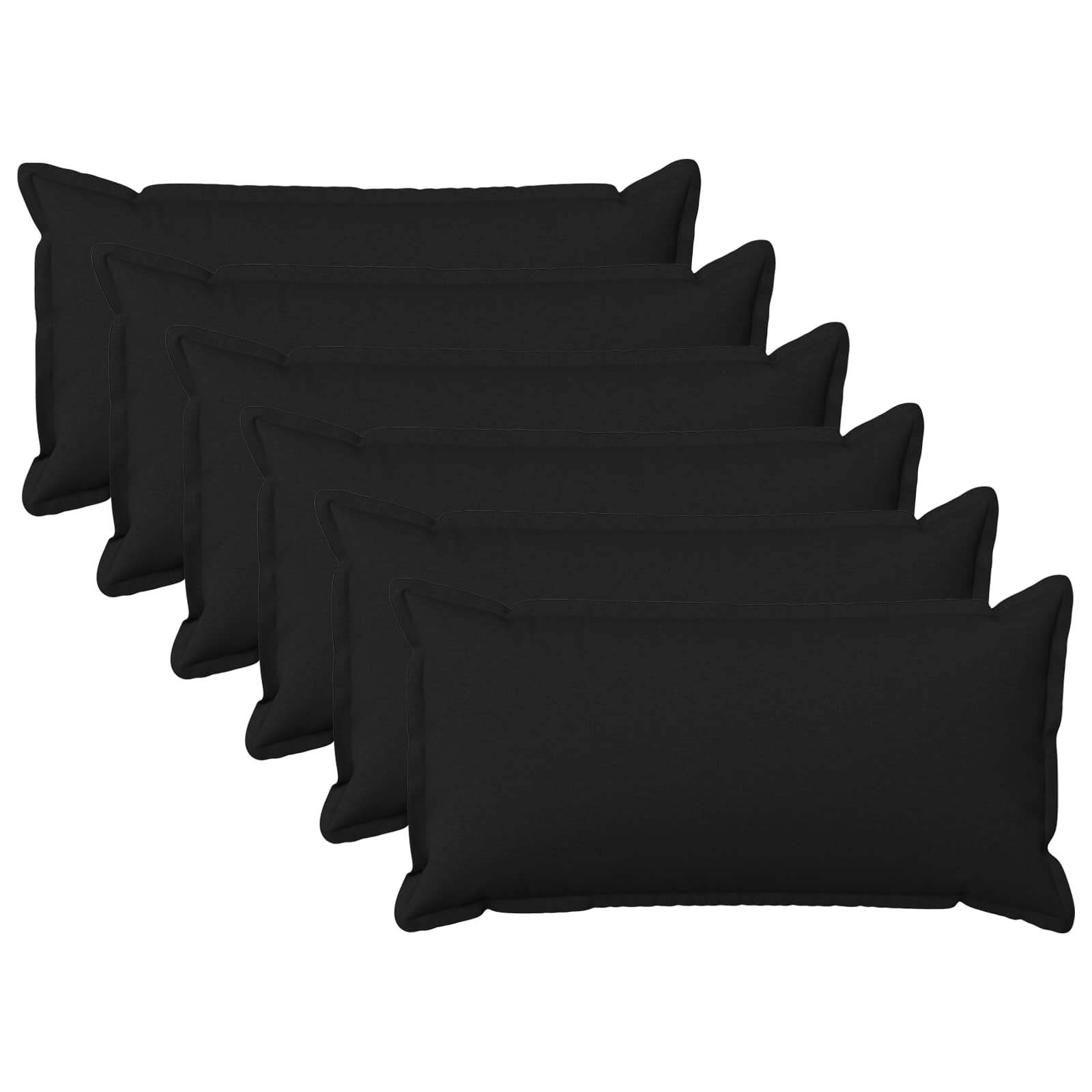 Párna huzat 6 db houten fekete 40 x 80 cm műlenszövet