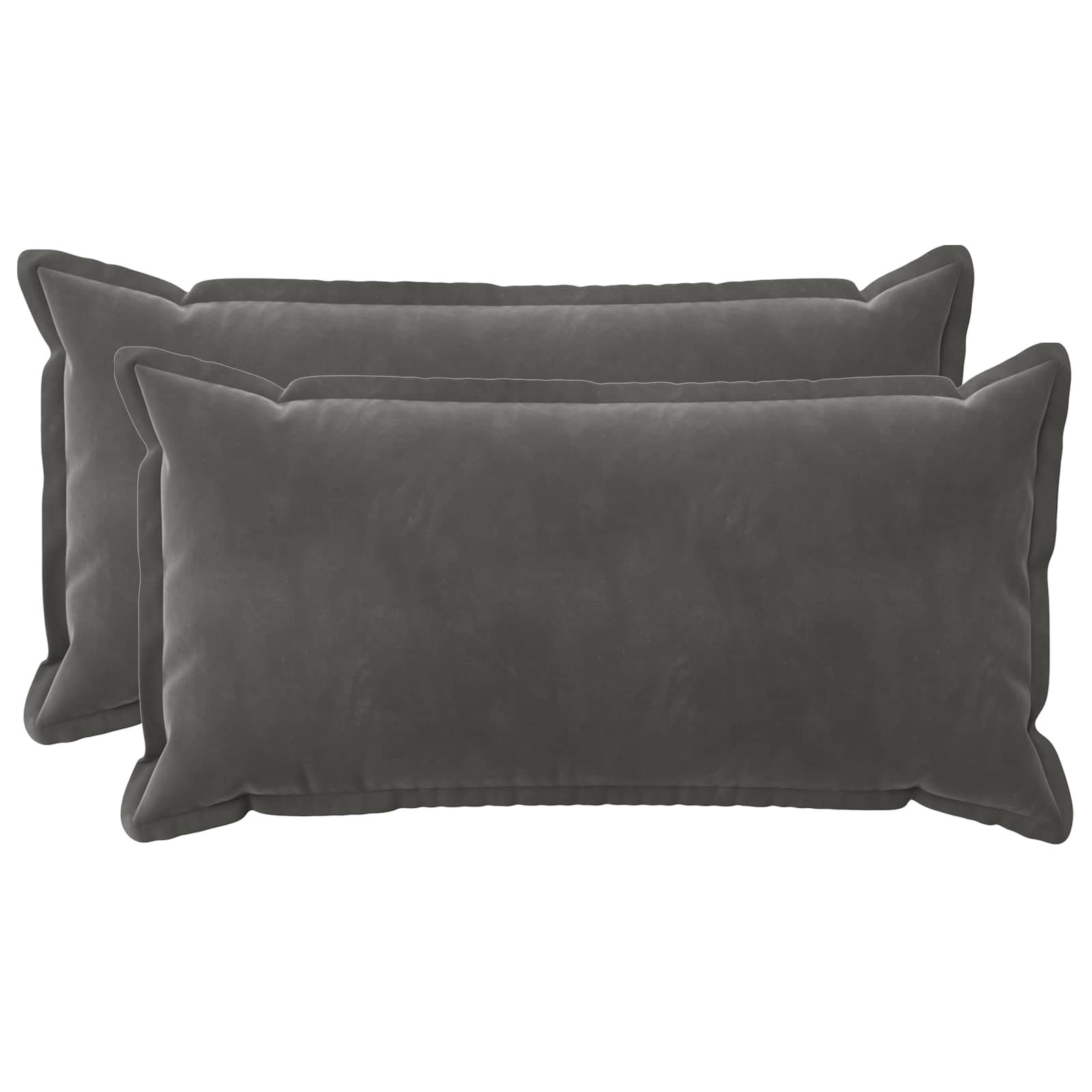 Párna huzat 2 pcs houten sötétszürke 40 x 80 cm bársony